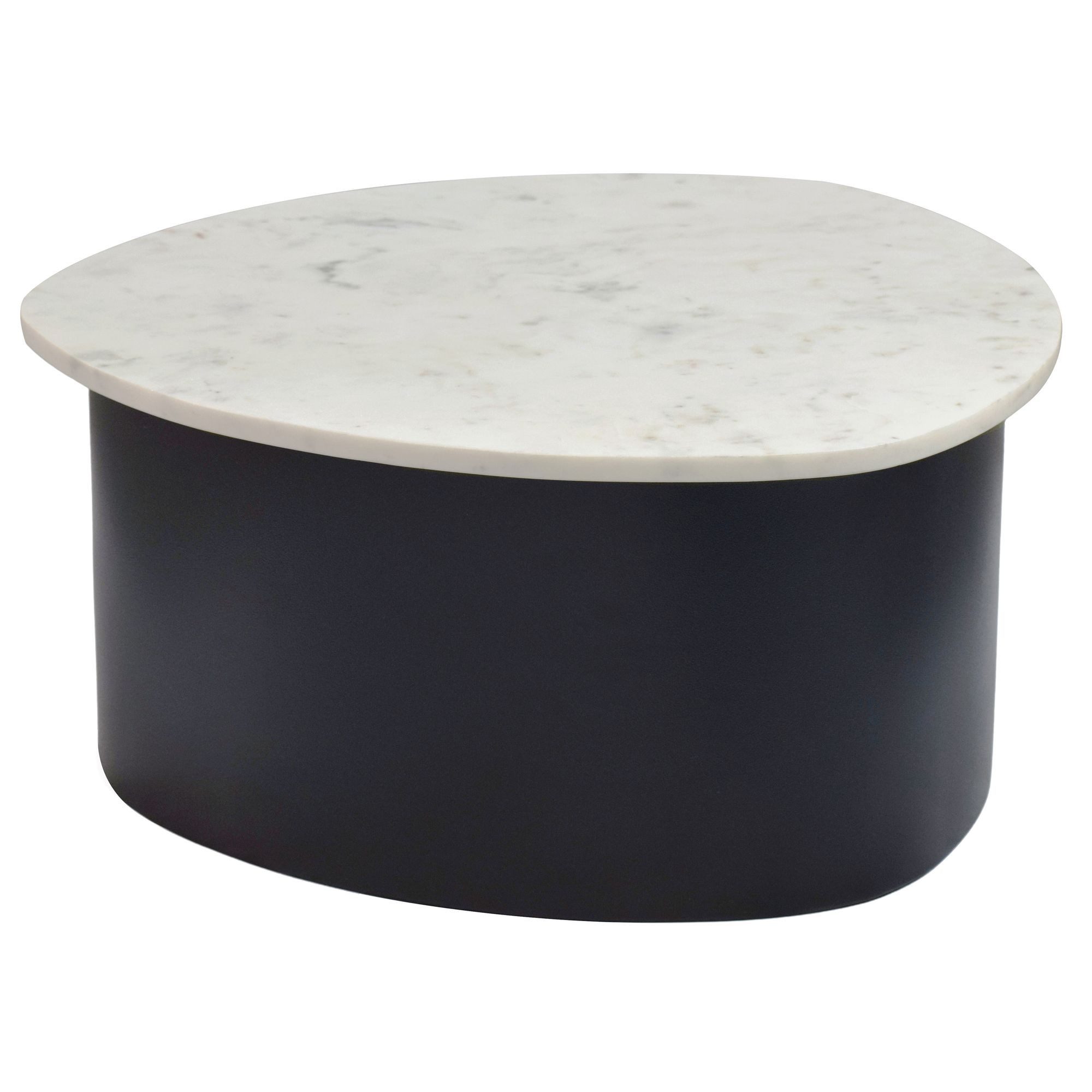 Wohnling Couchtisch WL7.376 Schwarz 63cm Marmor Sofatisch Beistelltisch Wohnzimmertisch (Minimalistisches Design für moderne Wohnräume), Marmortisch mit klarer und eleganter Form