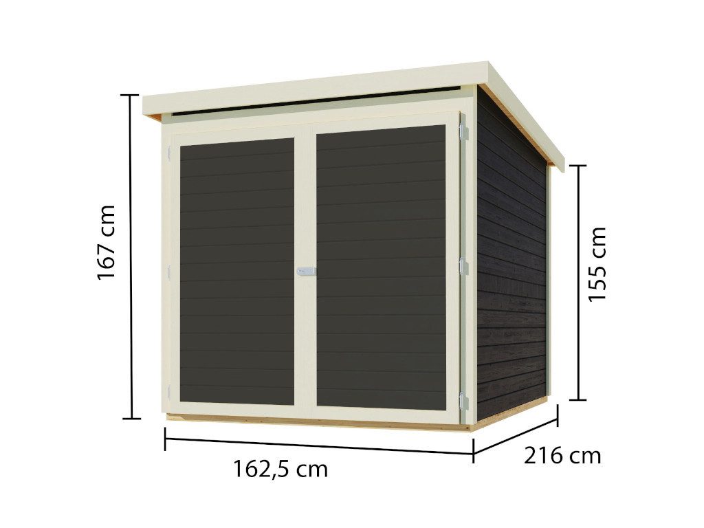 Karibu Gartenhaus Bikebox Fahrradgarage 3 19 mm terragrau, BxT: 162.50x216 cm, 19 mm Wandstärke, Doppeltür