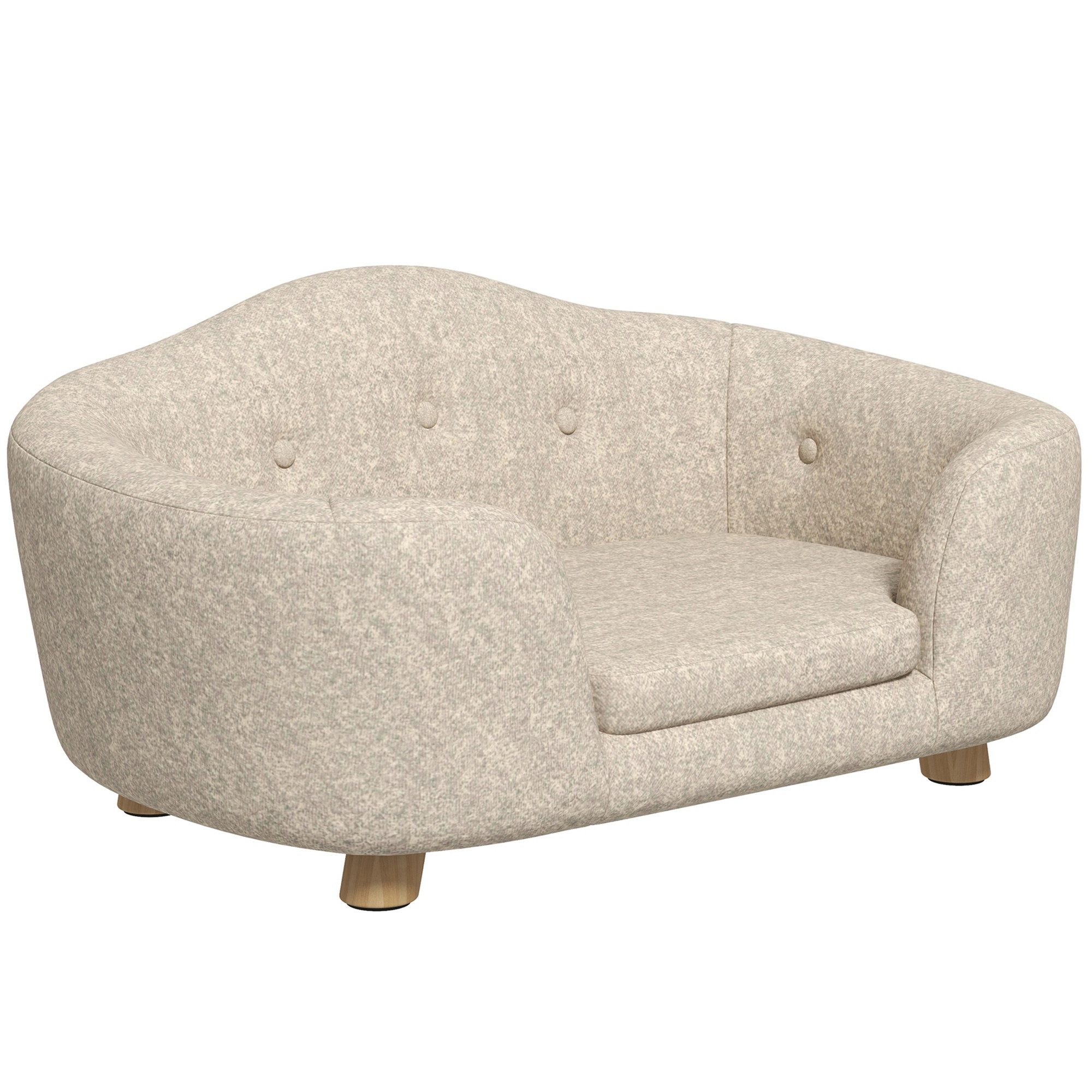 MC Star Tierbett hundesofa Rückentasche Plüschbezug mit Kissen, Katzen bett, Geeignet, für kleine Hund, Kiefer, 70 x 47 x 30 cm, Cremeweiß