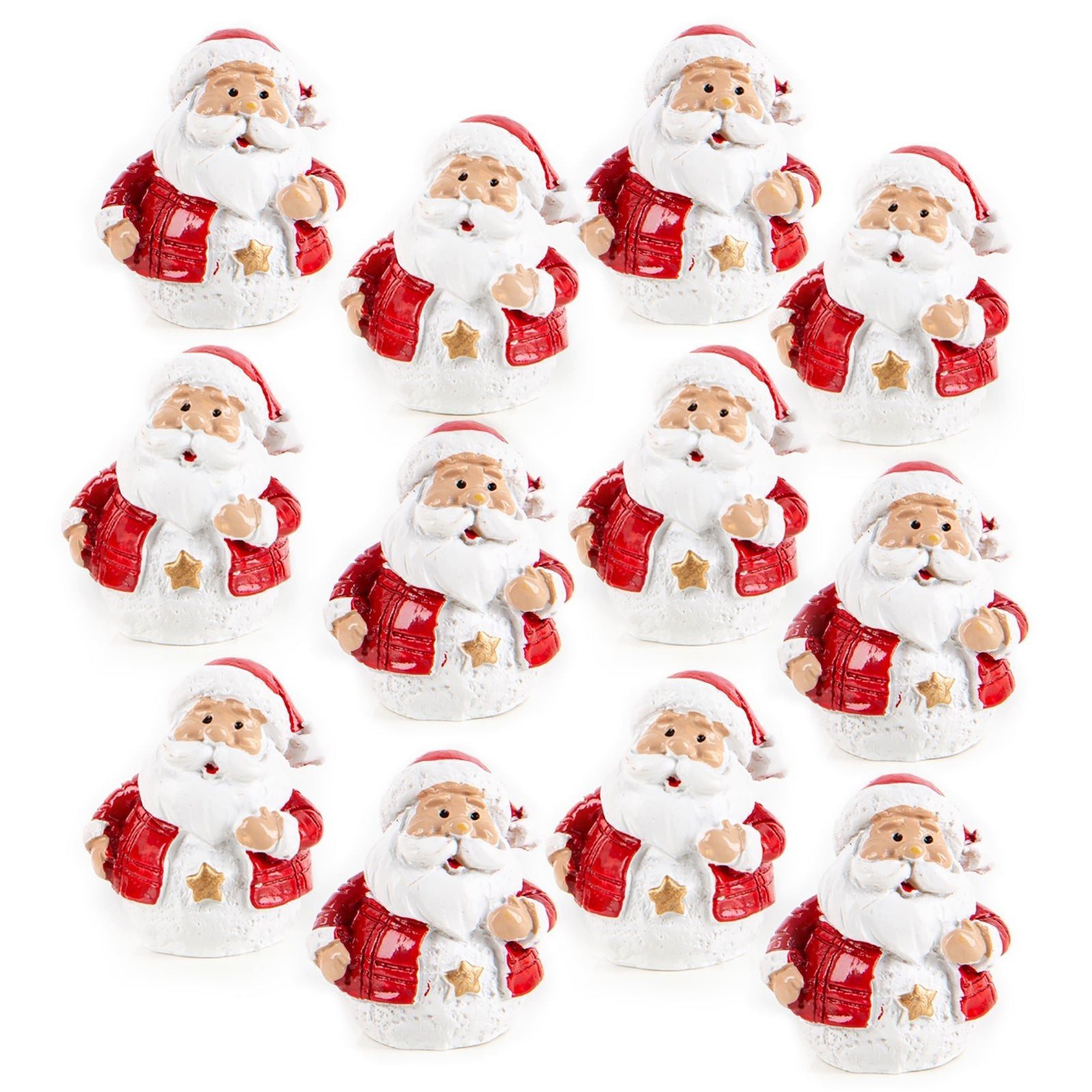 Logbuch-Verlag Dekofigur 12 kleine Weihnachtsmann Figuren Nikolaus Deko rot weiß Weihnachten