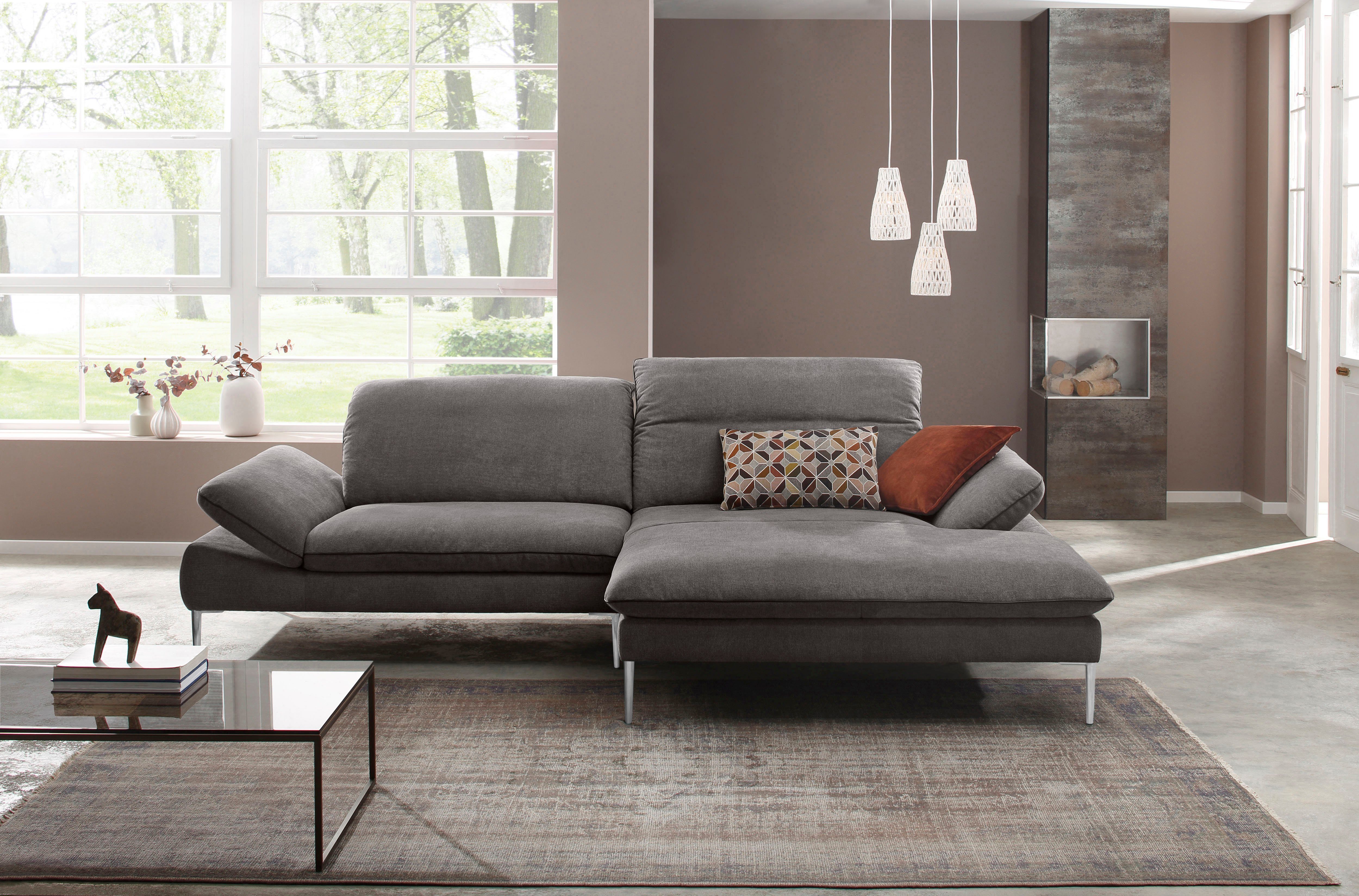 W.SCHILLIG Ecksofa enjoy&MORE, Designsofa, elegant und bequem, L-Form, mit Sitztiefenverstellung, Füße Chrom glänzend, Breite 294 cm