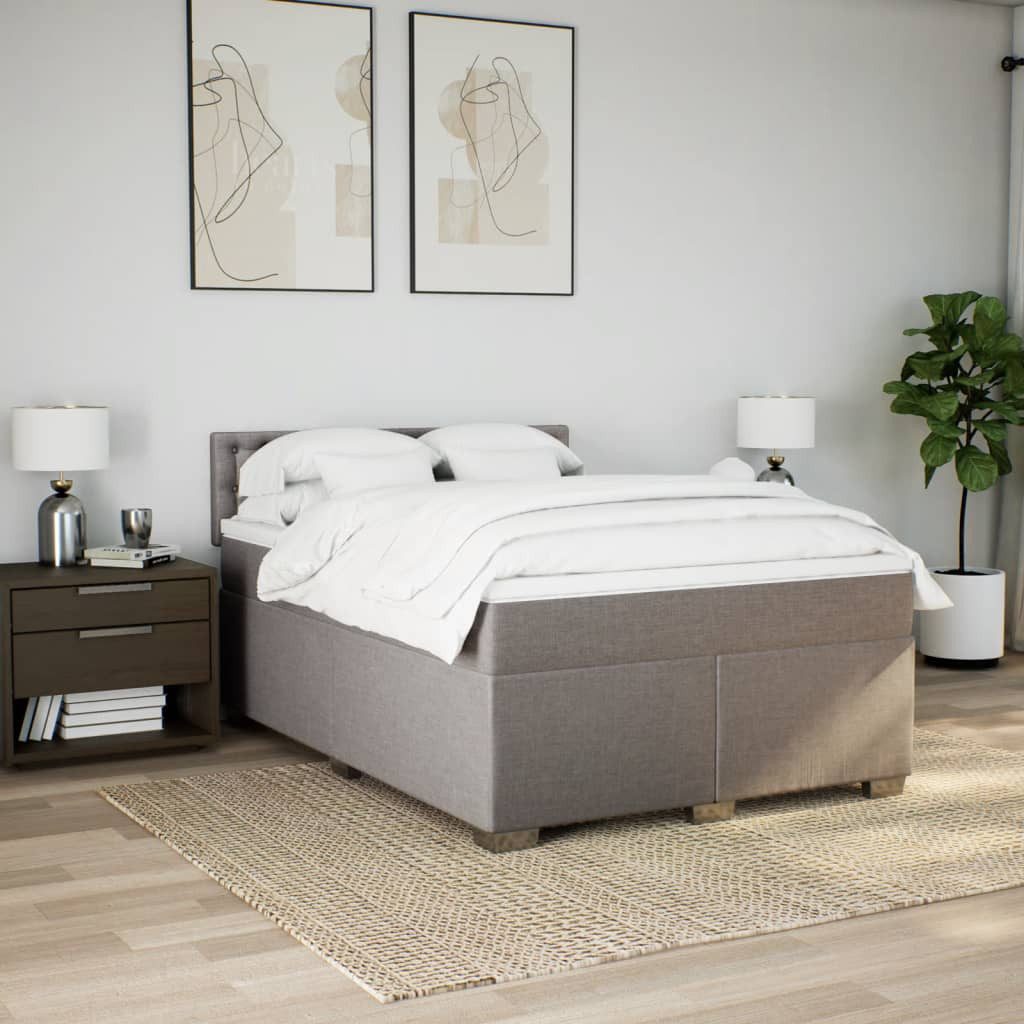 vidaXL Bett Boxspringbett mit Matratze Taupe günstig online kaufen