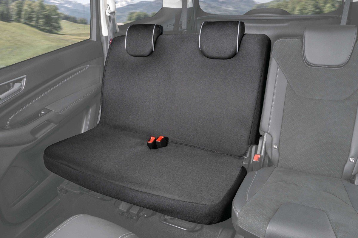 WALSER Autositzbezug ZIPP IT Doppelbank Autositzbezug schwarz mit Reißverschluss Polyester
