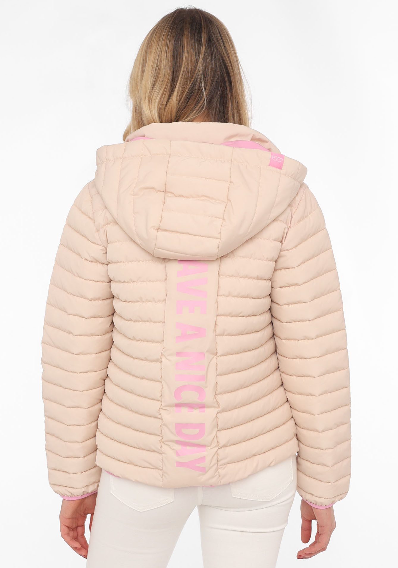 Zwillingsherz Steppjacke mit abnehmbarer Kapuze, Print günstig online kaufen