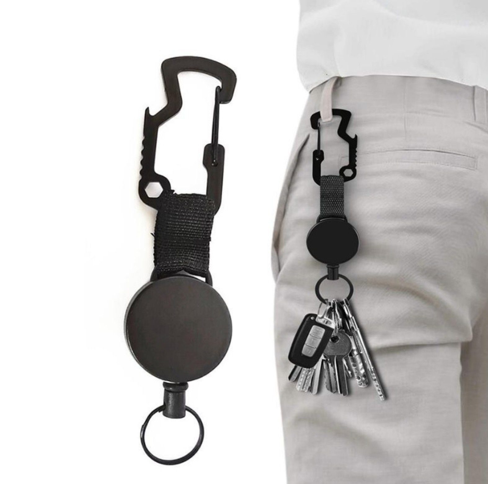 Schlüsselanhänger Set 4er Set - Schlüsseljojo mit 60 cm Drahtseil, Ausweisjojo, Schlüssela