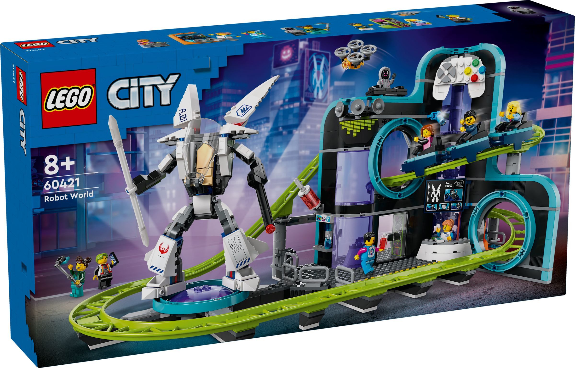 LEGO® LEGO® City 60421 Achterbahn mit Roboter-Mech Konstruktionsspielsteine, (986 St)