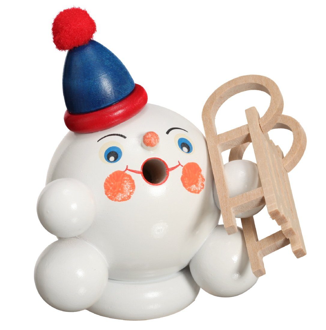 Räuchermännchen Räucherfigur Räucherschneeball mit 7cm BxHxT x ca 8 x 8 Schlitten NE