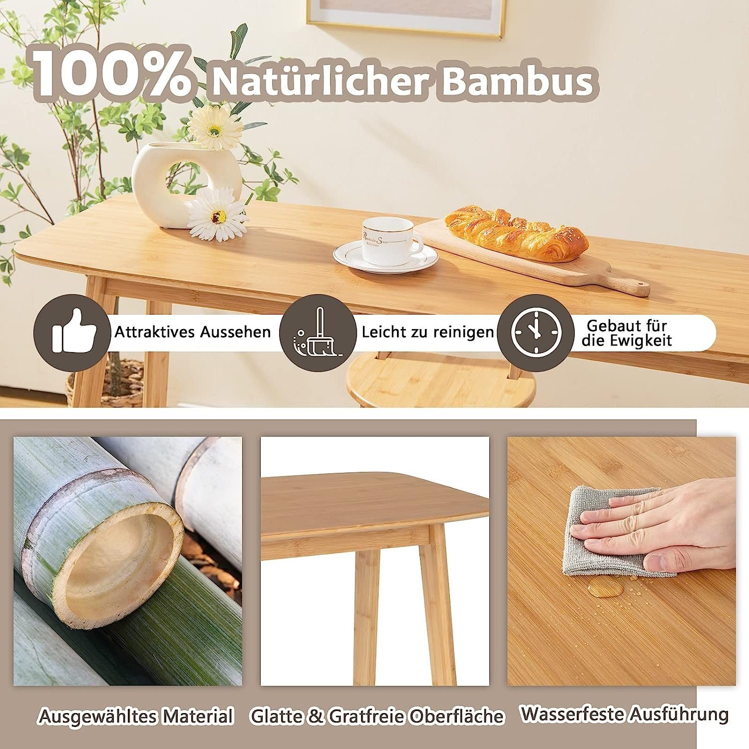 campingtisch bambus höhenverstellbar Klapptisch Bamboo Duo
