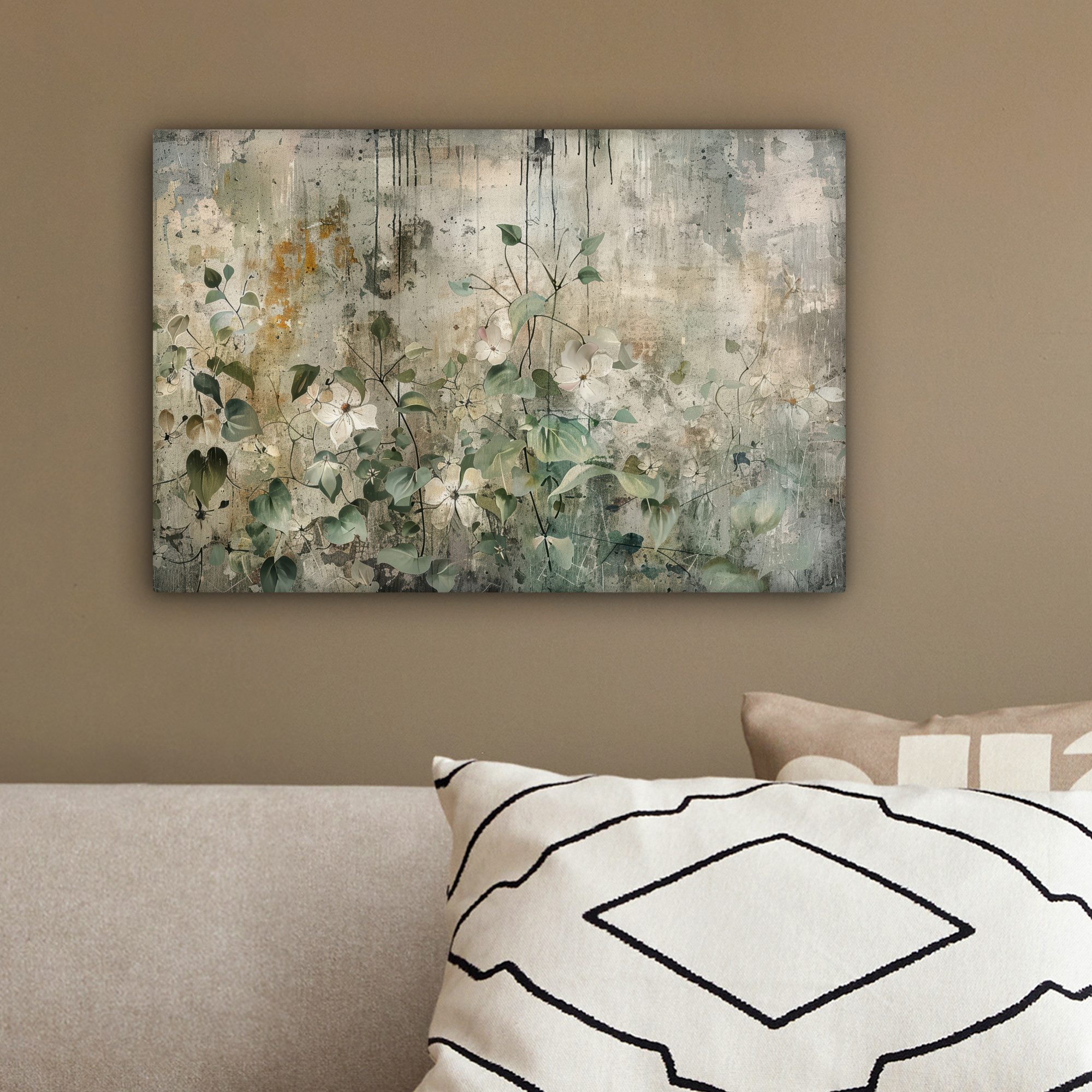 OneMillionCanvasses® Leinwandbild Blumen - Blätter - Abstrakt - Modern, Fotodruck (1 St), Leinwand Bilder Klein, Wand Dekoration Aesthetic 30x20 cm