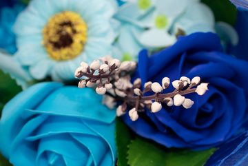 Seifen-Set Seifenblumen Bouquet Blumenstrauß Blau