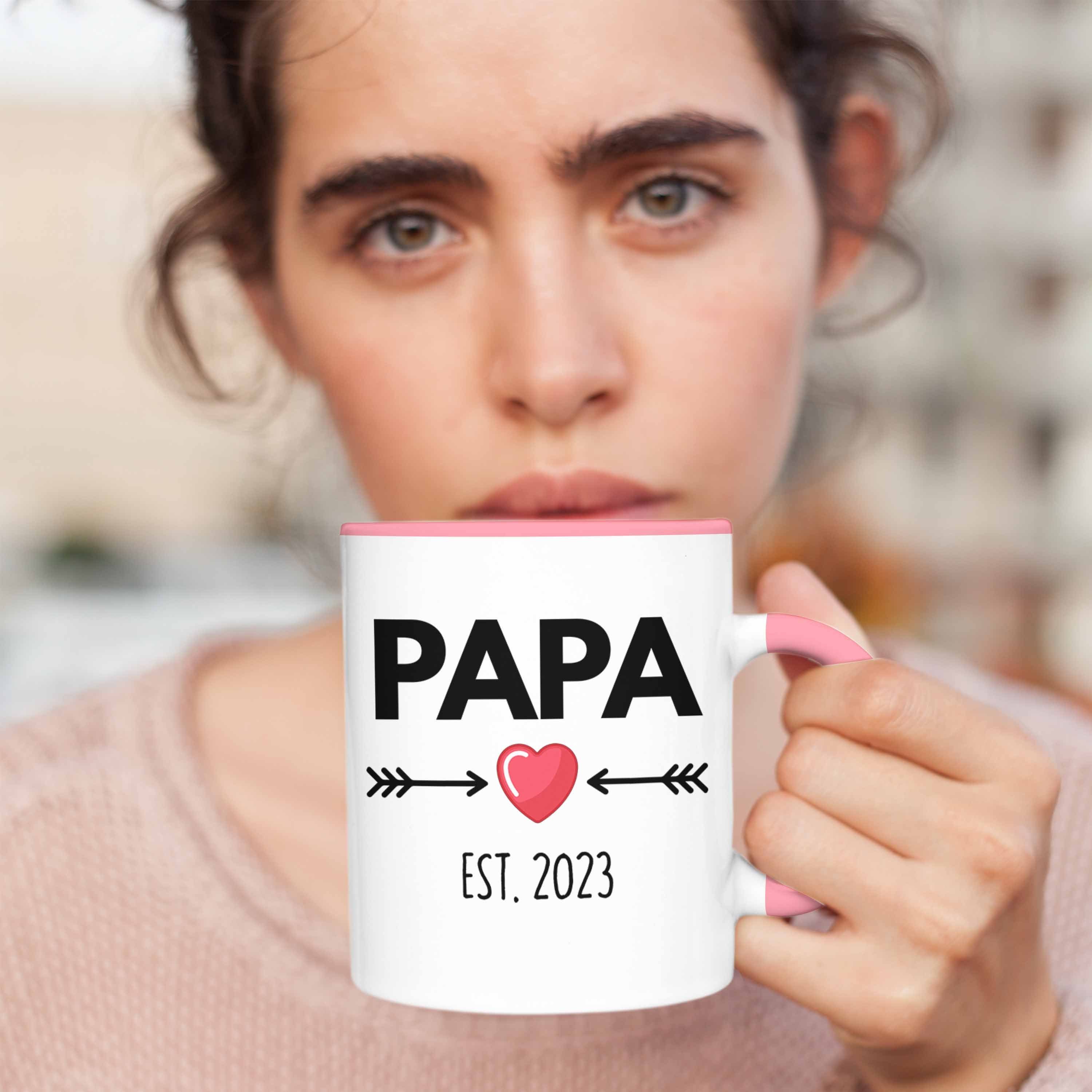 Trendation Tasse Trendation - Papa Schwangerschaft Geschenk 2023 Du Rosa Papa Wirst