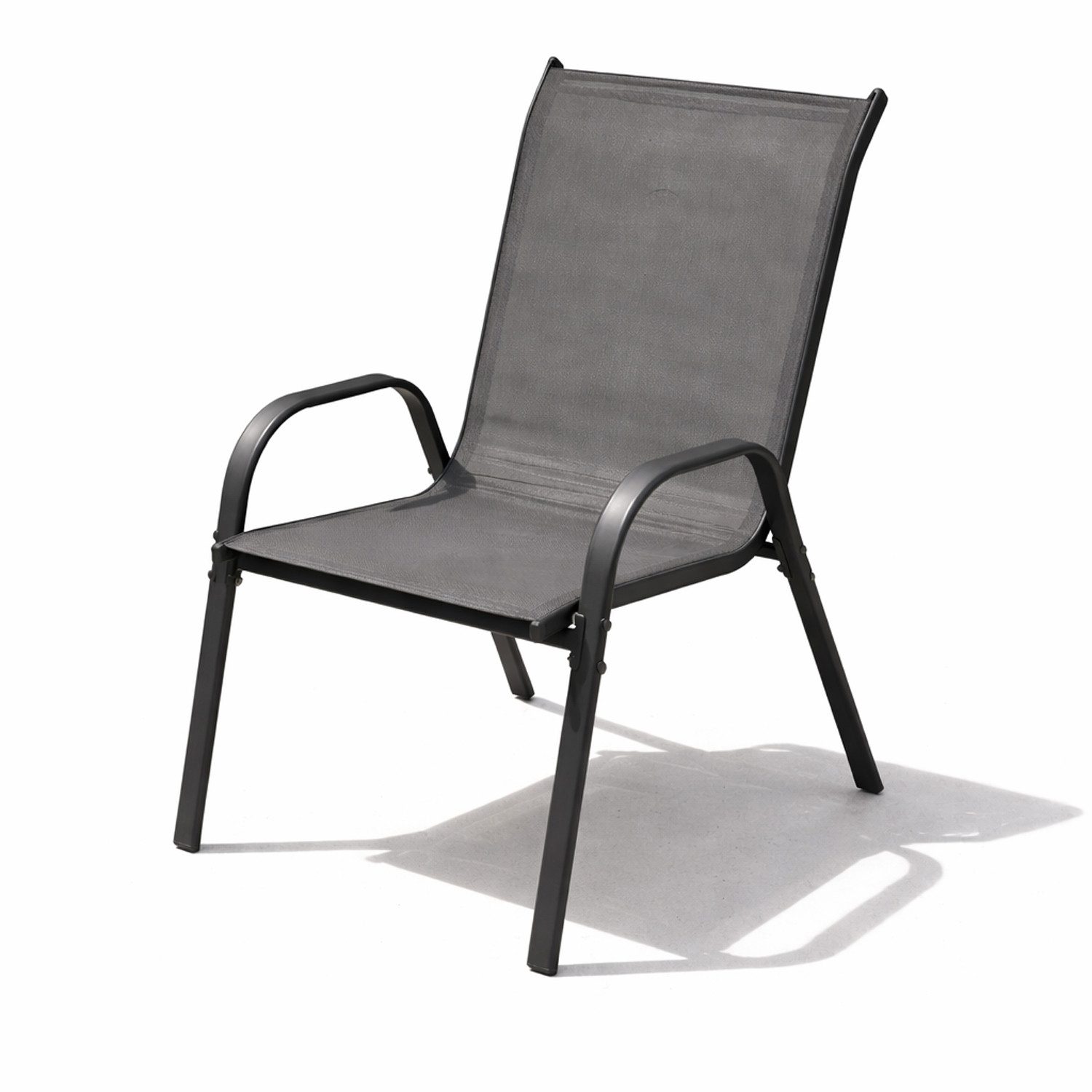 Mojawo Armlehnstuhl Outdoorstuhl Gartenstuhl Stapelstuhl Metall Textilen Anthrazit