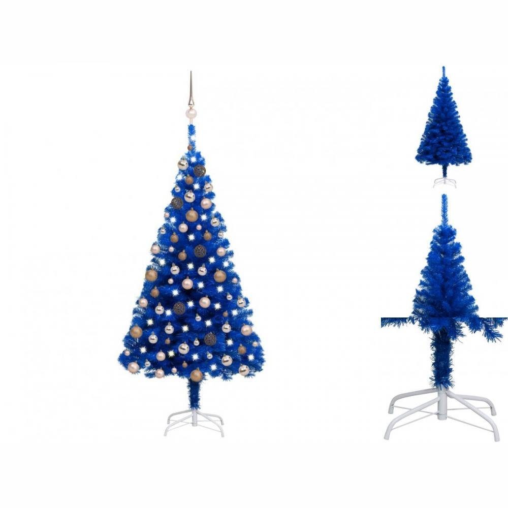 vidaXL Künstlicher Weihnachtsbaum Künstlicher Weihnachtsbaum mit LEDs Kugeln Blau 180 cm PVC