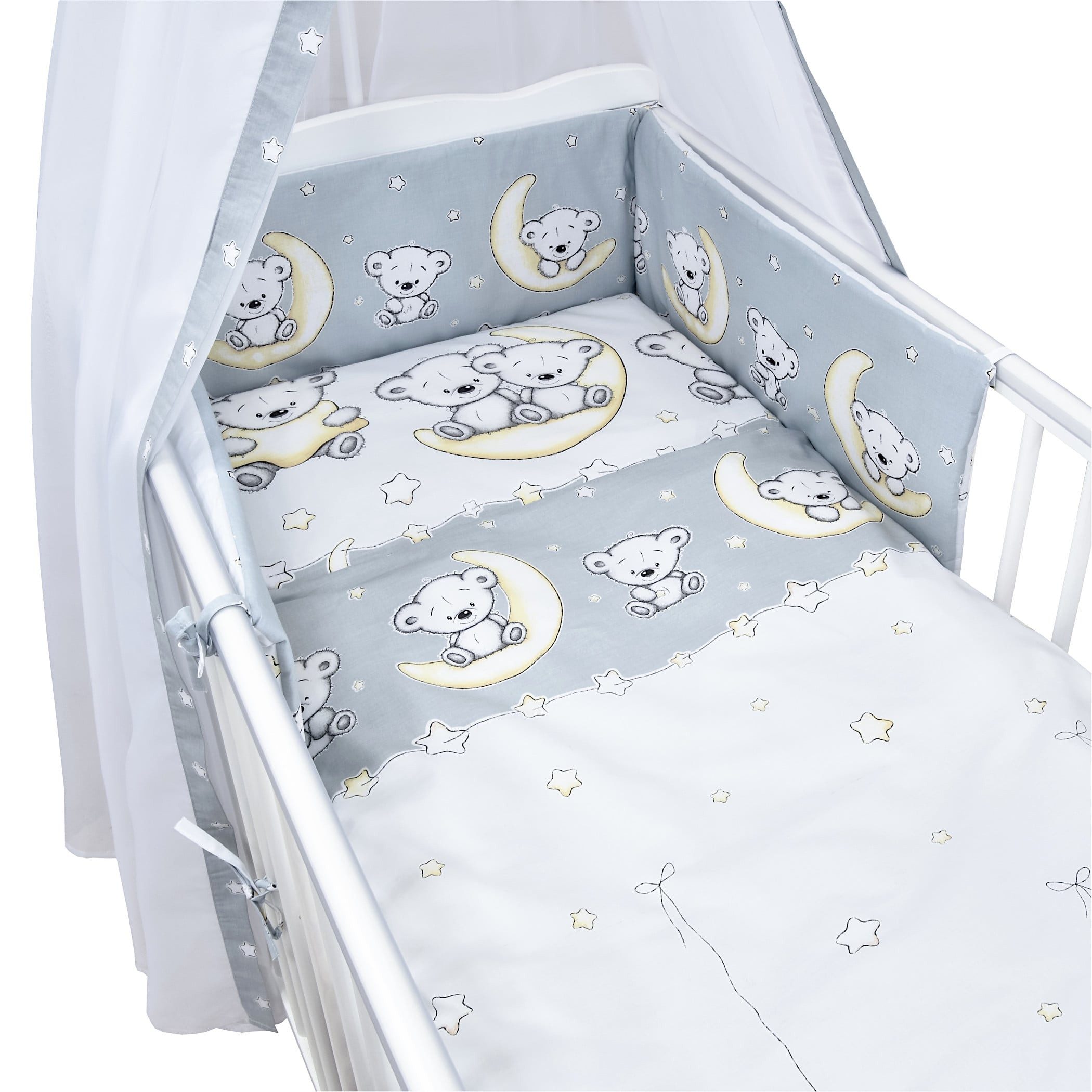 Baby-Delux Komplettbett Babybett Jack Komplettset Waffelpique, 10-tlg., Kinderbett 70x140 cm weiß, Bettset verschiedene Designs
