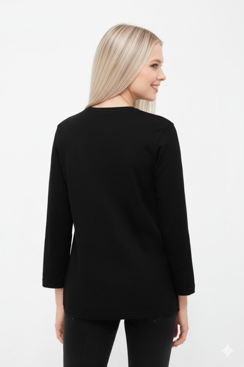 Bench. 3/4-Arm-Shirt ROMILEY tailliertes Basic mit 3/4 Arm und Logoprint im Metallic-Holo Stil