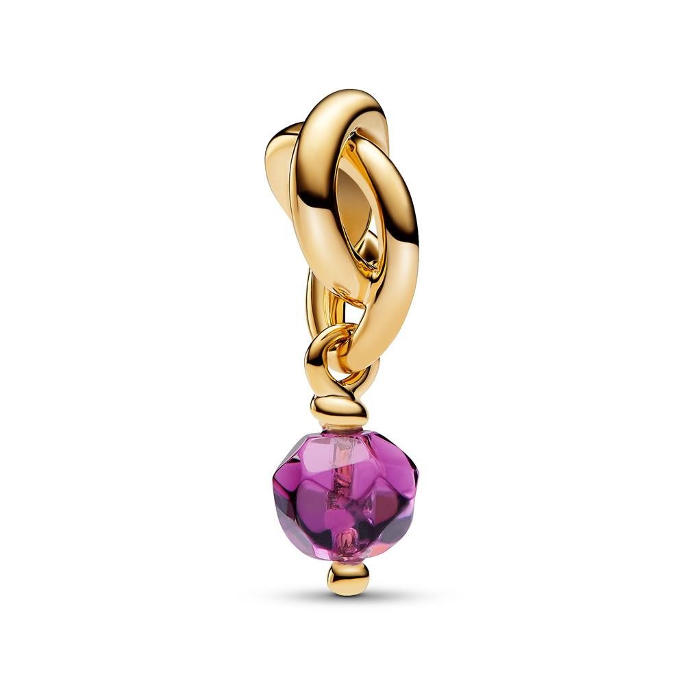 Pandora Charm-Einhänger PANDORA Moments Charm-Anhänger Februar IP Gold, Schmuckkristall
