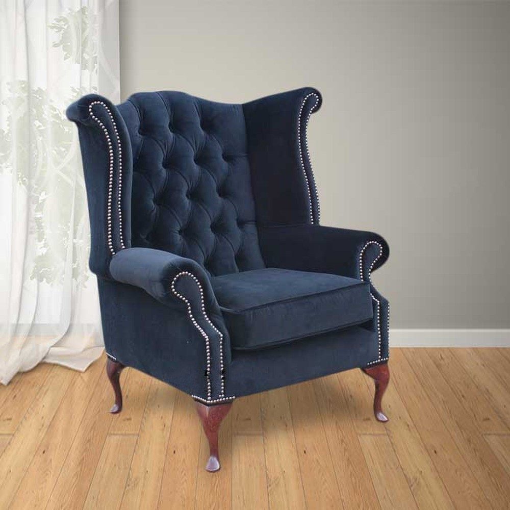 JVmoebel Ohrensessel Chesterfield Sessel aus hochwertigem Leder in Braun, Made in Europa