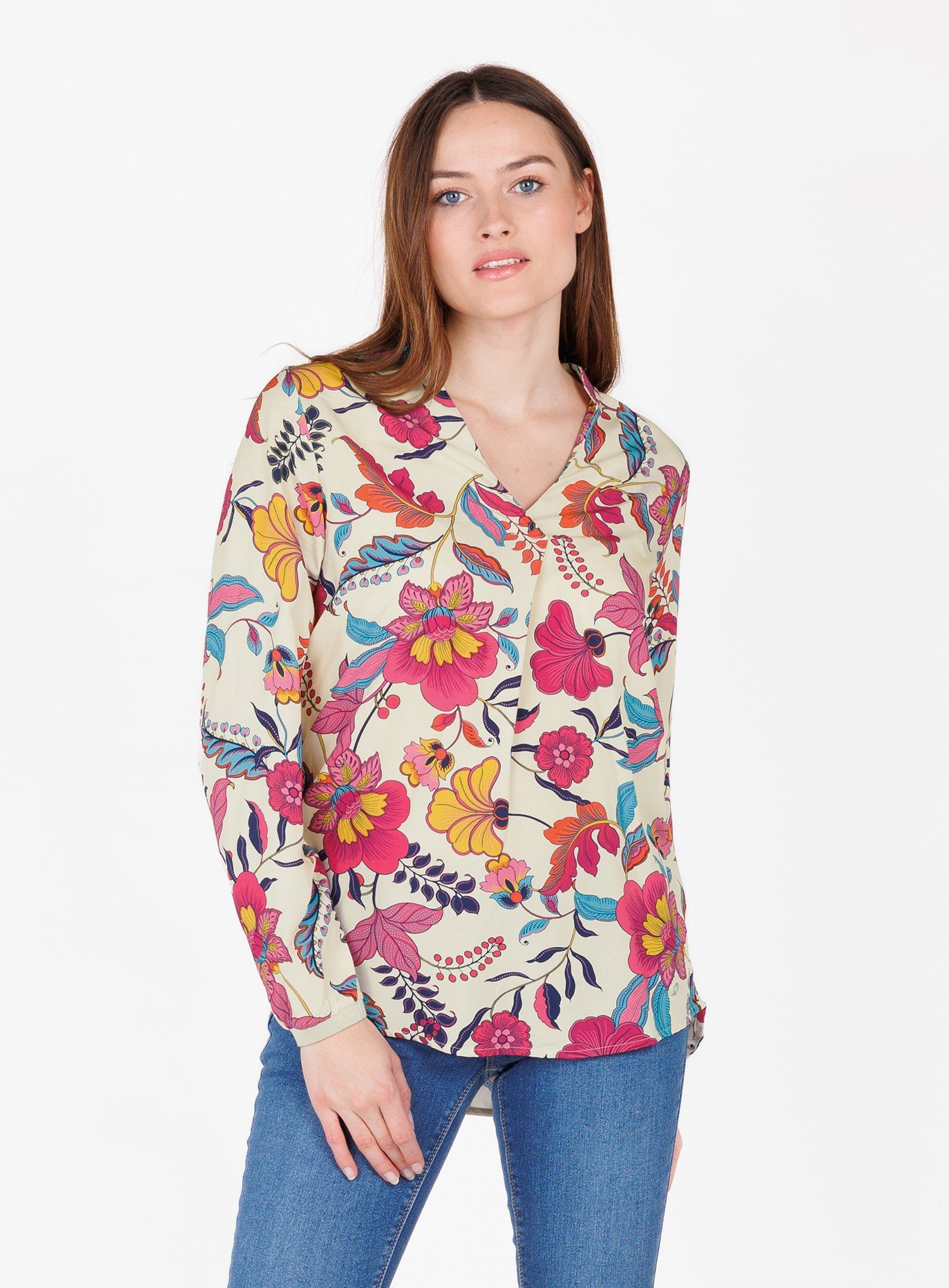 Key Largo Langarmbluse WB BLOOM v-neck (1-tlg)