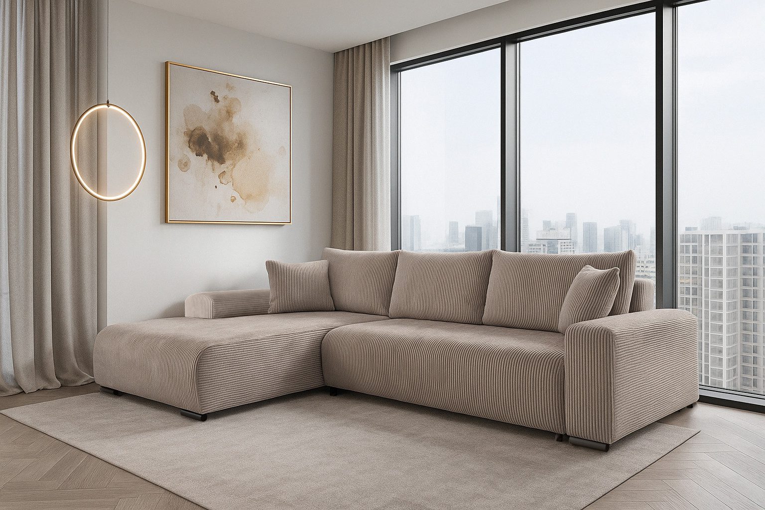 storez24 Ecksofa Soffe, mit Bettkasten und Schlaffunktion, Cordstoff, L-For günstig online kaufen