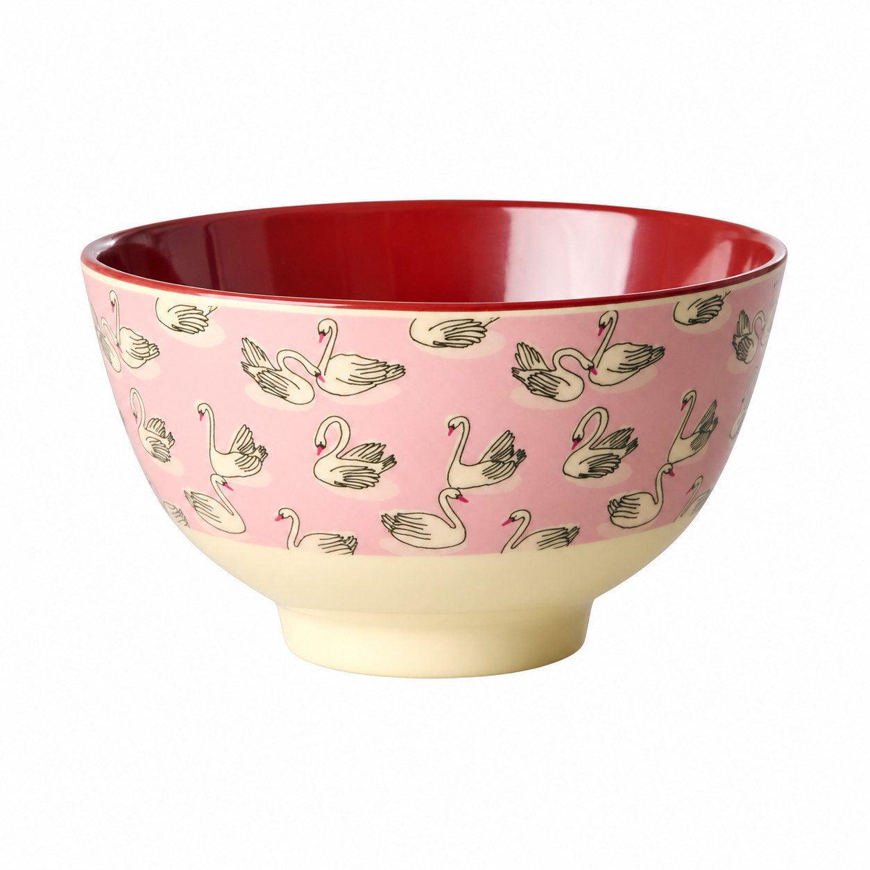 ReWu Becher Rice Melamin Tablett Schale Becher im Rosa Schwan Print, 1-tlg., Melamin, Trinkbecher