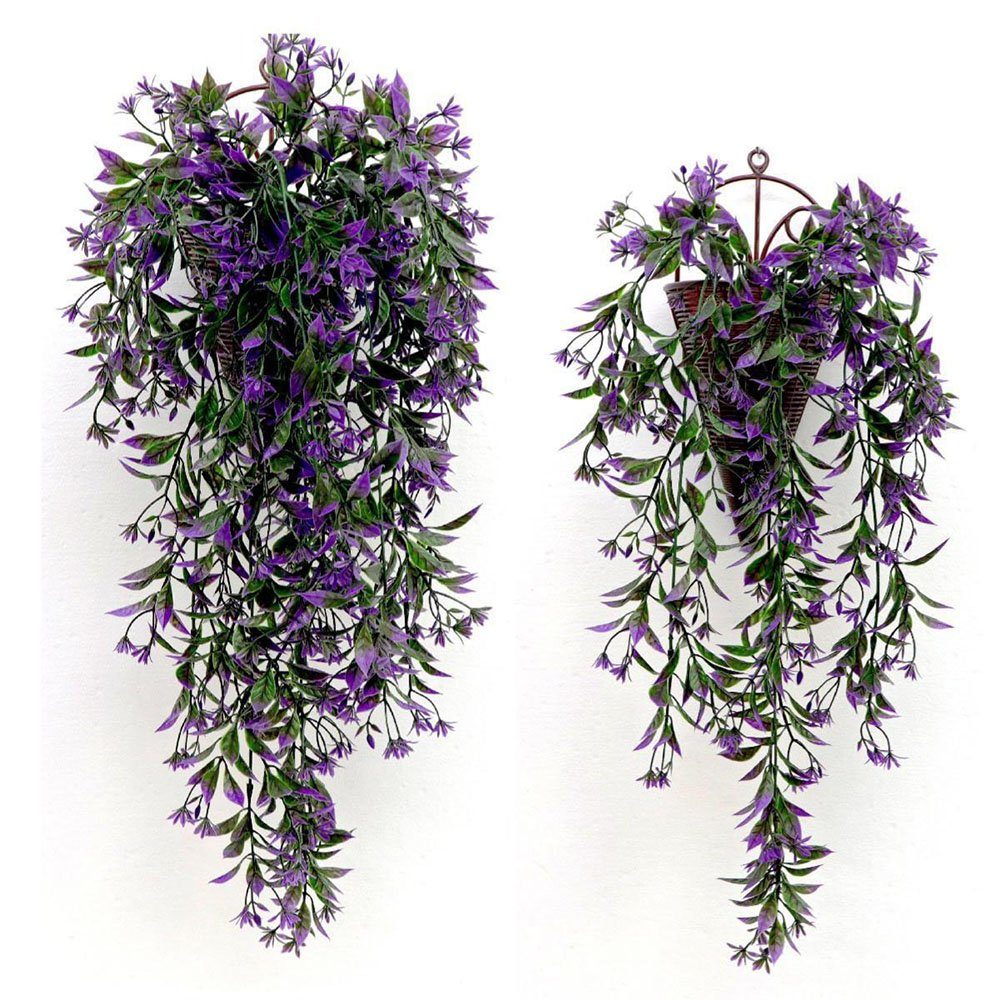 Kunstblumenstrauß 2 Stück Violett Blumen Hängepflanze Kunstblumen Künstlich, CTGtree