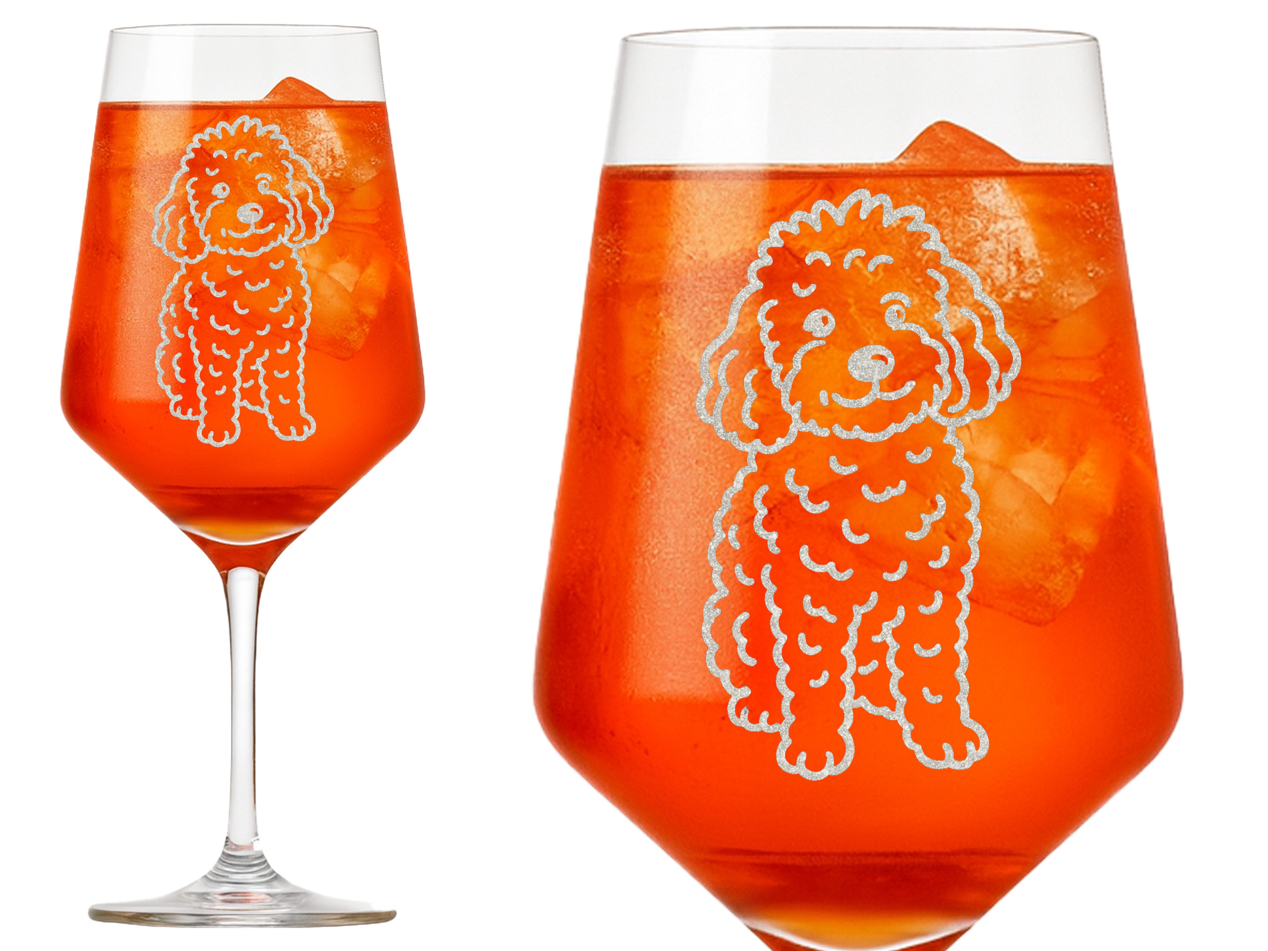 eXODA Weinglas Motiv niedlicher Pudel Gravur 350ml, 1-tlg., Glas, Atemberaubende Darstellung
