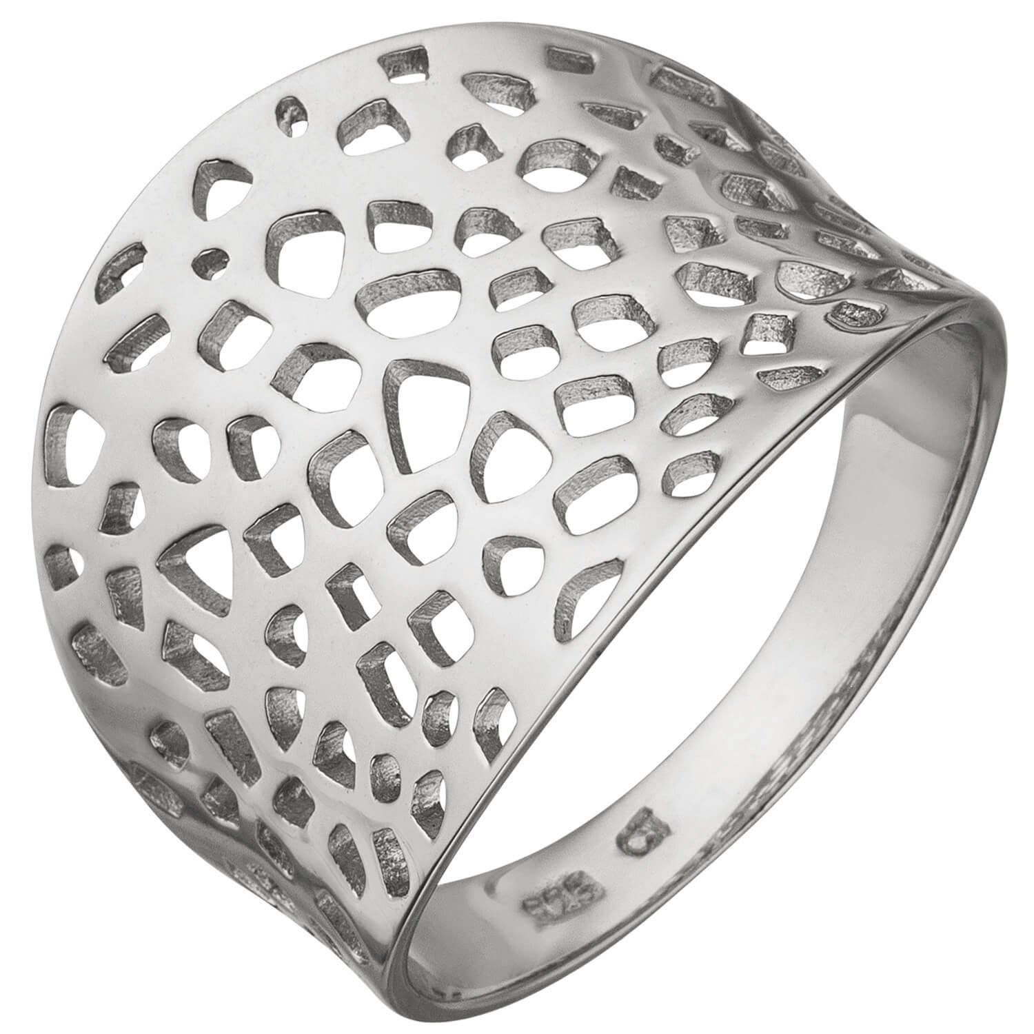 Schmuck Krone Silberring 17,5mm breiter Ring aus 925 Silber, Silber 925