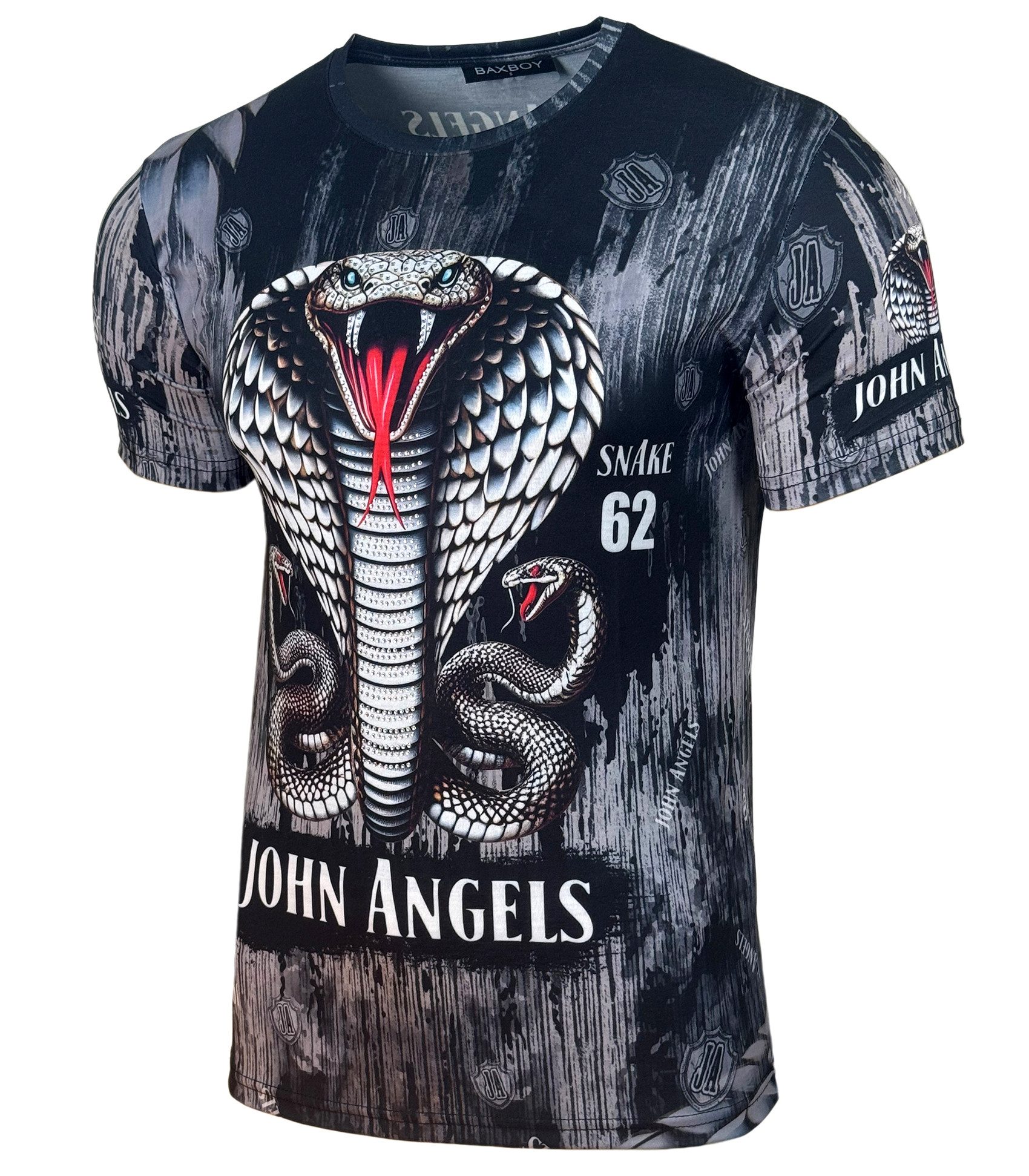 Baxboy T-Shirt Baxboy Moderner Männer Kurzarm Allover Print T-Shirt 220-229