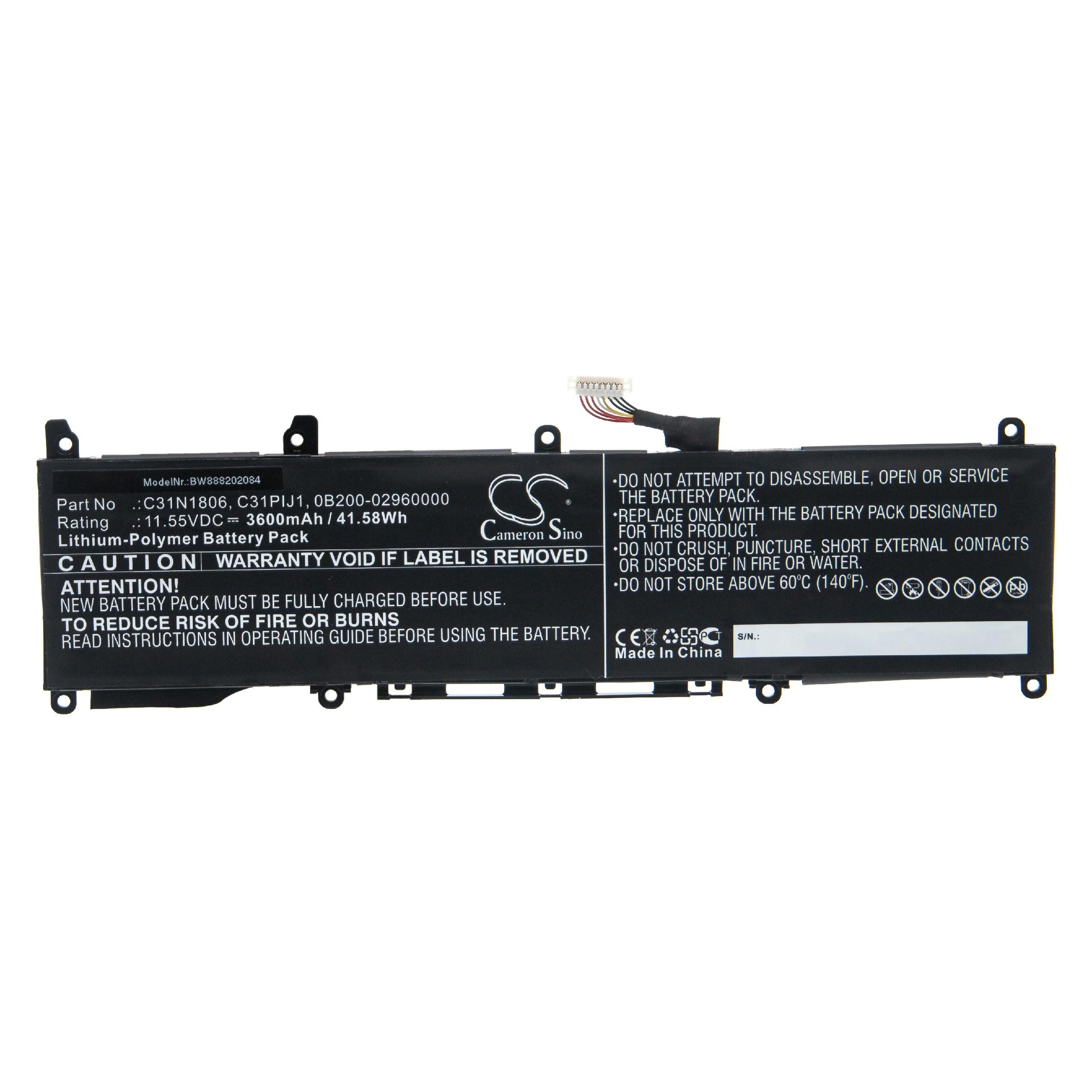 vhbw passend für Asus VivoBook S330UA-EY028T, S330UA-EY029, S330UA-EY030T, Laptop-Akku 3600 mAh