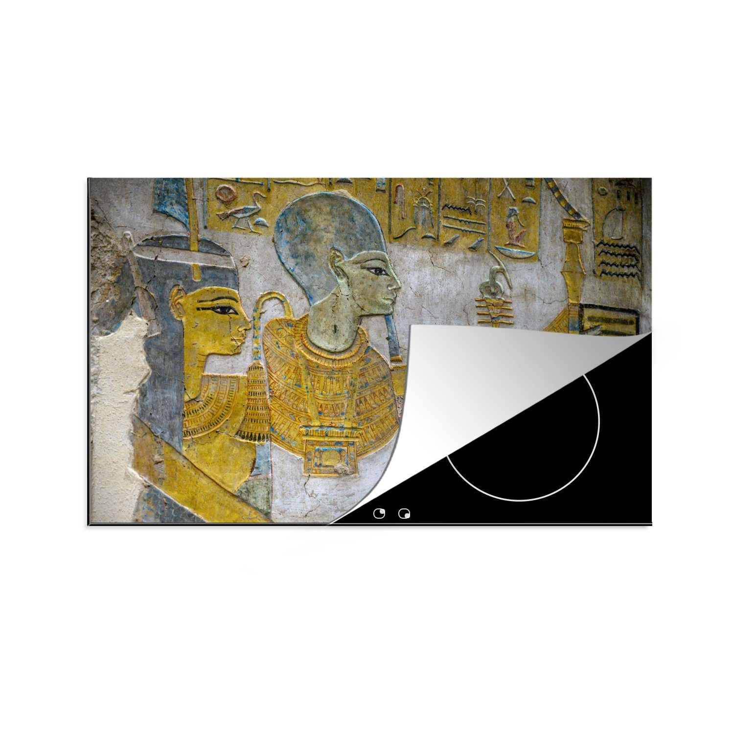 MuchoWow Herdblende-/Abdeckplatte Malerei in Ägypten, Vinyl, (1 tlg), 81x52 cm, Induktionskochfeld Schutz für die küche, Ceranfeldabdeckung