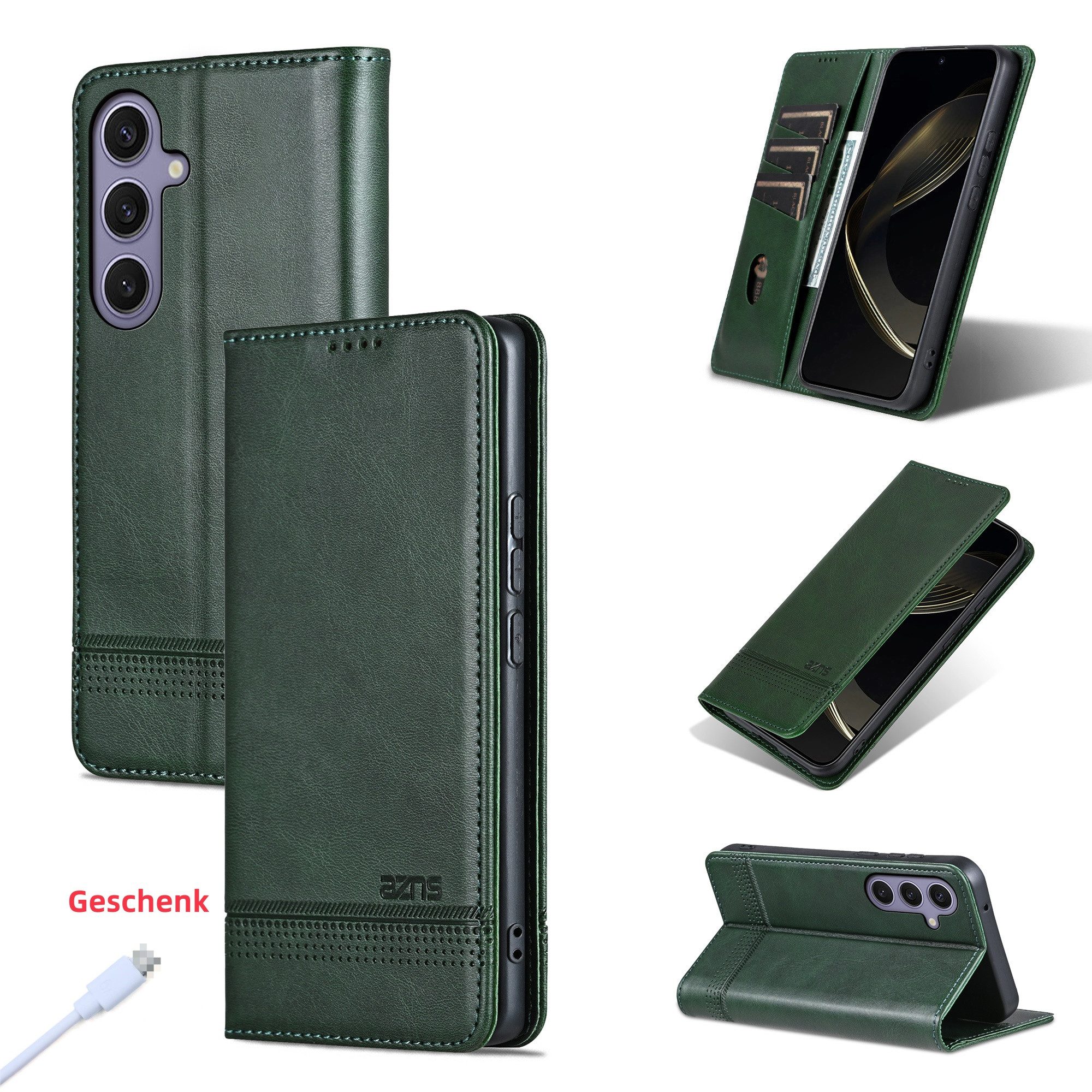 trends for living Handyhülle Leder Magnetisch Stil Hülle Case für Samsung S25 + Kartenschlitz