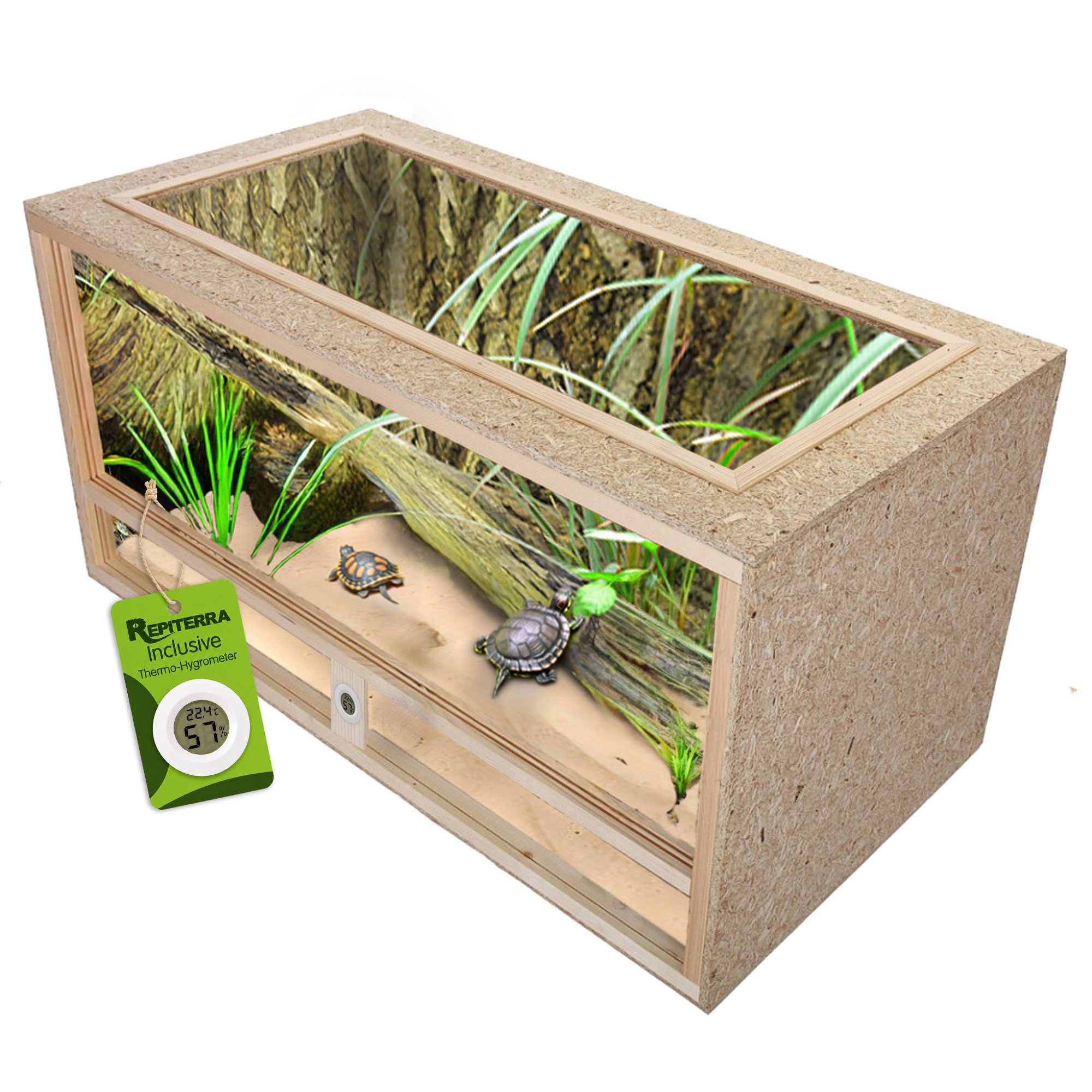Repiterra Terrarium Schildkröten Terrarium 100x60x60 cm, wärmeisolierend - Hochwertiges Holzterrarium für Landschildkröten