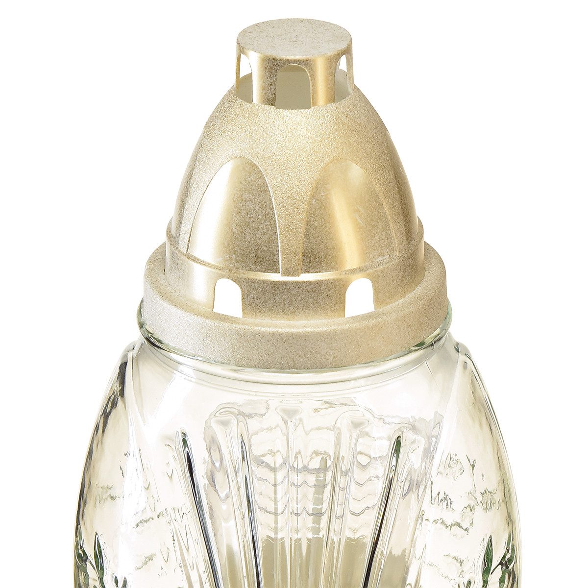 Florists Products Grabkerze Grablicht Glas Retro Gold Weiß Dekoration Friedhof Ø11cm – Bild 3 von 5