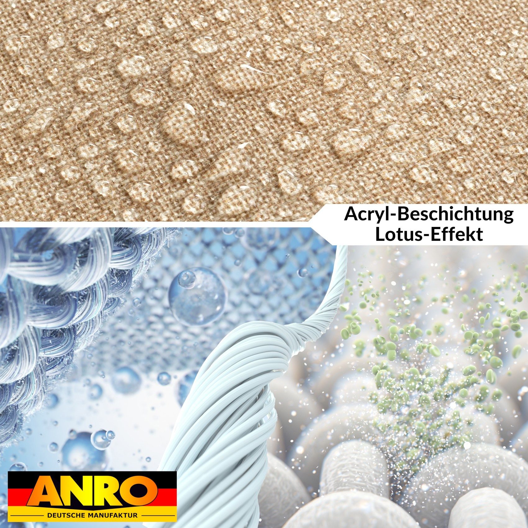 ANRO Tischdecke Alica Leinen Melliert Tischwäsche (Einzelstück 1-tlg), wasserabweisend Melliert Sandbraun Rund 100cm – Bild 4 von 5