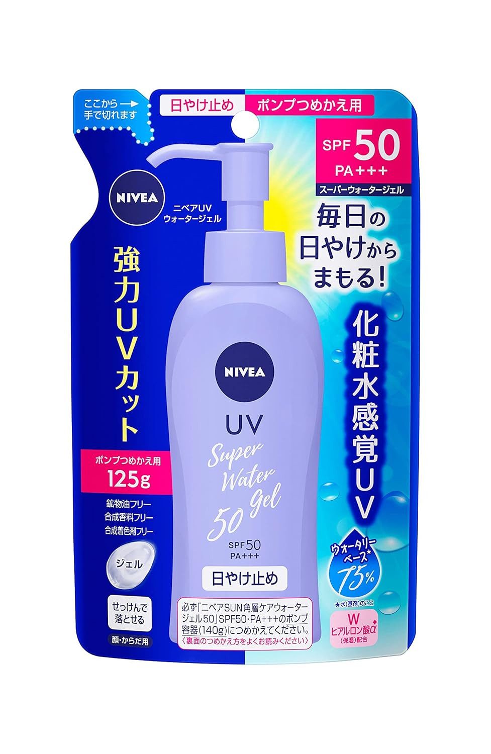 Kao Sonnenschutzgel NIVEA Sun Protect Water Gel SPF50 / PA+++ Refill 125 g - aus Japan