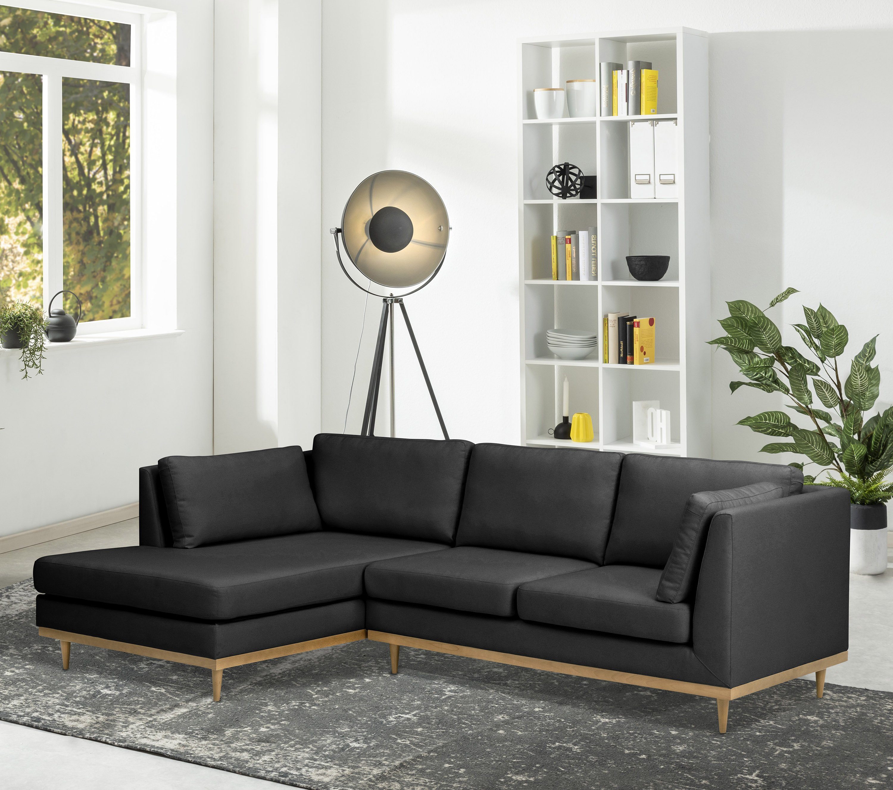 Max Winzer® 2-Sitzer Flachgewebe Ecksofa rechts Ecksofa graphit, Design Stück, mit Sofa skandinavischen links Sofa 1 Larsen im