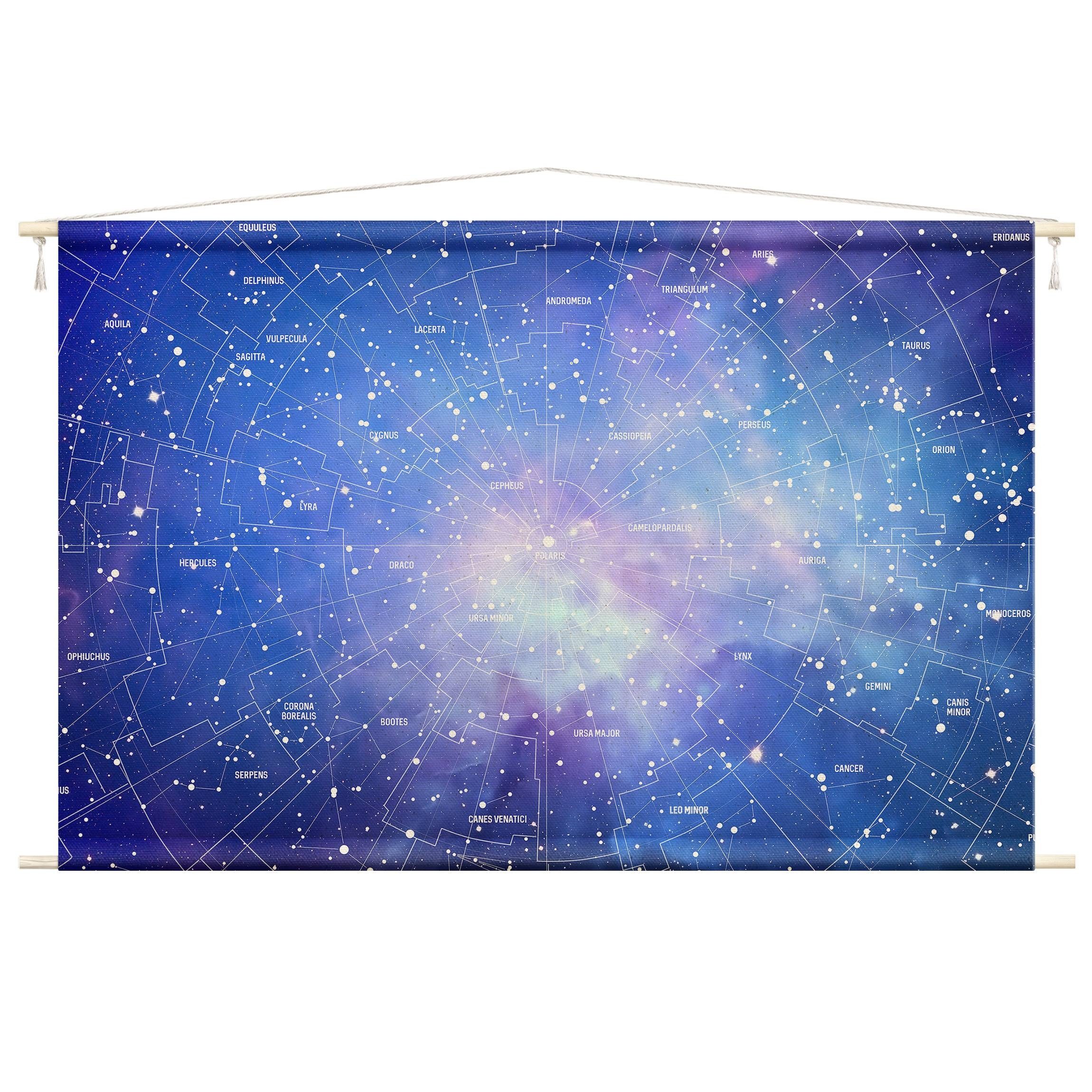 Bilderdepot24 Wandteppich modern Weltkarte blau, rechteckig, Höhe: 2.6 mm, großes Wandbild aus Natur-Baumwolle Wandbehang Stoffbild Tuch Wollseil