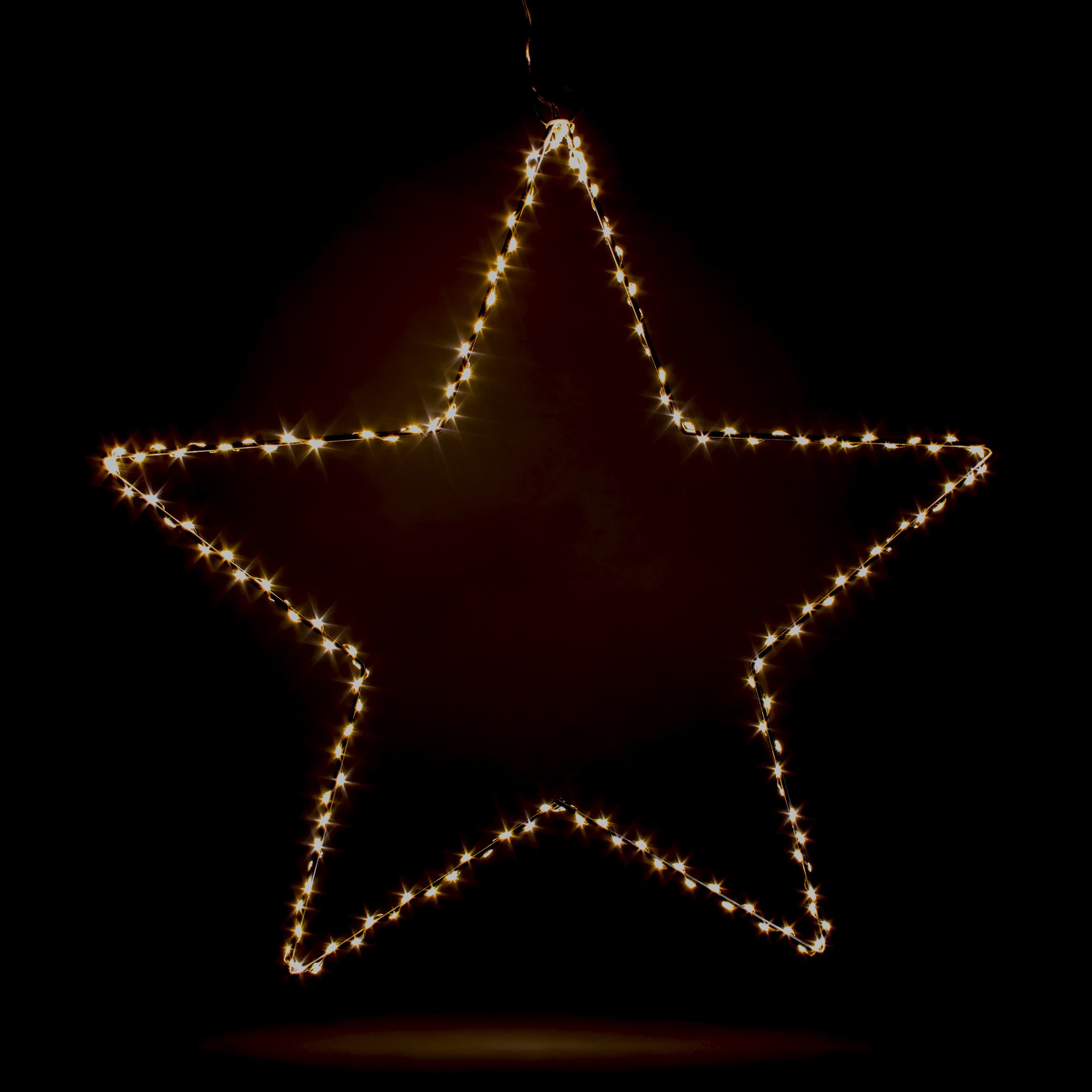 Spetebo LED Stern LED Leuchtstern zum Hängen aus Metall in silber mit Timer - 50 cm, Timer, LED fest integriert, warmweiß, Stern Silhouette warm weiß beleuchtet für Außen und Innen