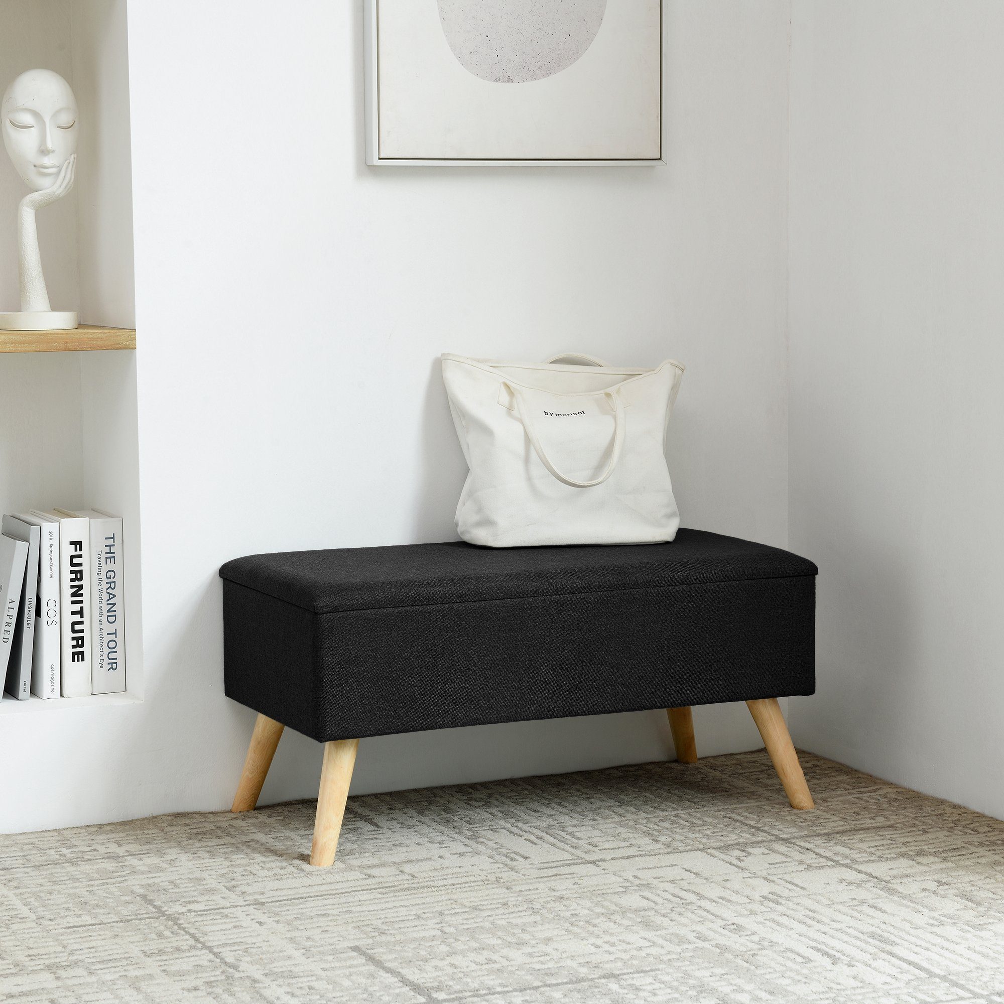 en.casa Sitztruhe, »Salford« Sitzbank 79x39,5x39,5cm Schwarz günstig online kaufen