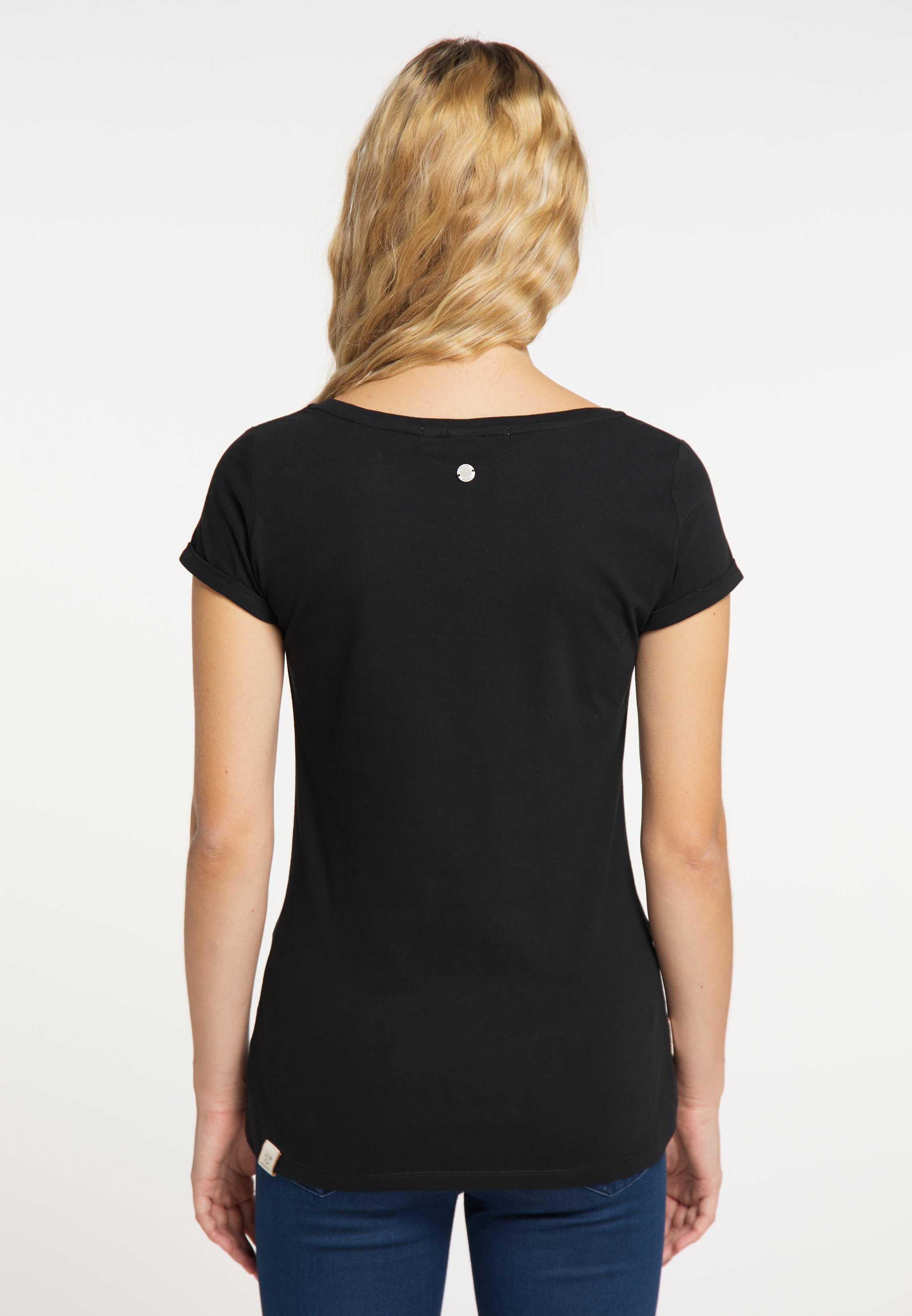 Ragwear T-Shirt BLACK A Nachhaltige & Vegane FLORAH ORGANIC Mode PRINT