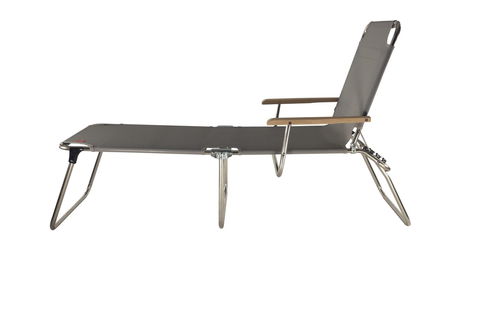 Fiam Gartenliege Amigo 40+ aus Aluminium mit Armlehne, Grau, 3-fach verstellbare Rückenlehne