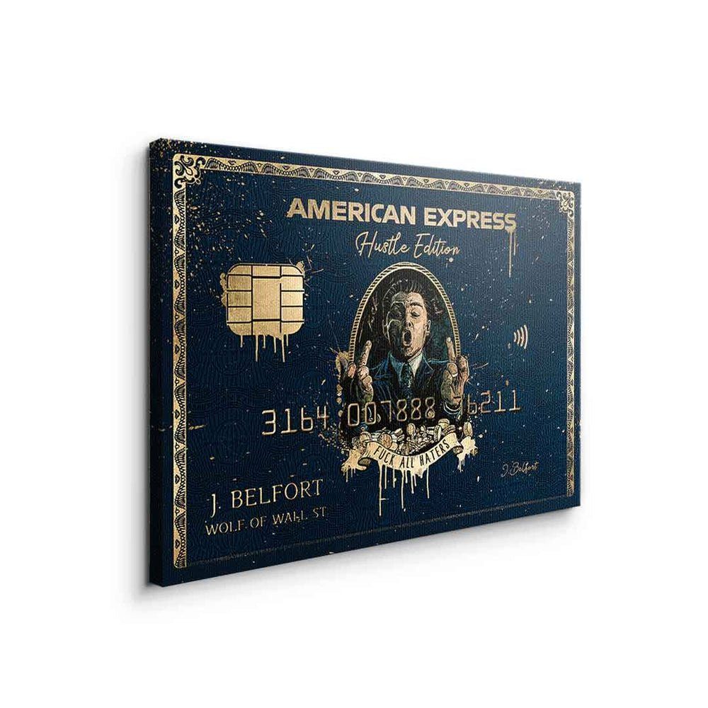 American Wall schwarz silberner DOTCOMCANVAS® Edition Hustle Express Leinwandbild Blau, Leinwandbild, Amex Street Rahmen