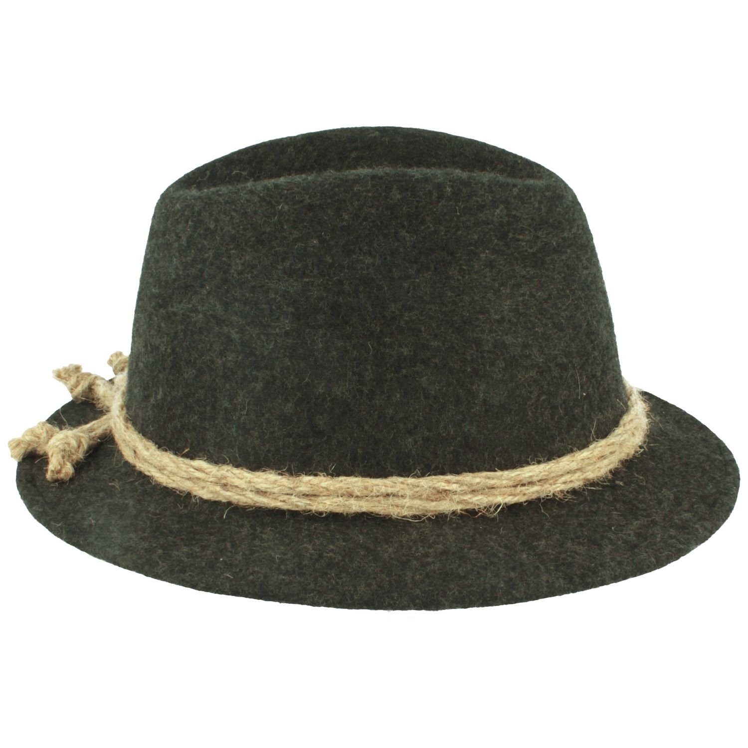 Breiter Filzhut mit Edelweiß und grober Kordel