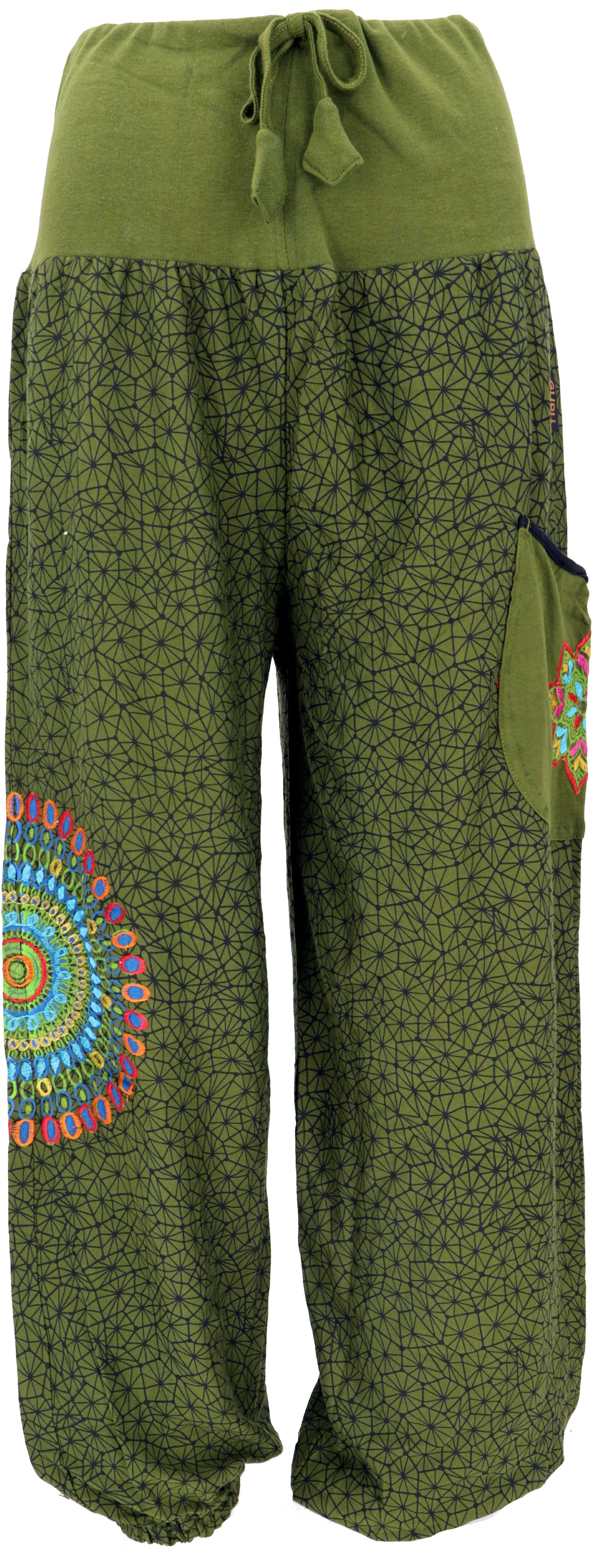 Guru-Shop Relaxhose Weite Pluderhose mit breitem Bund und.. alternative Bekleidung, Ethno Style