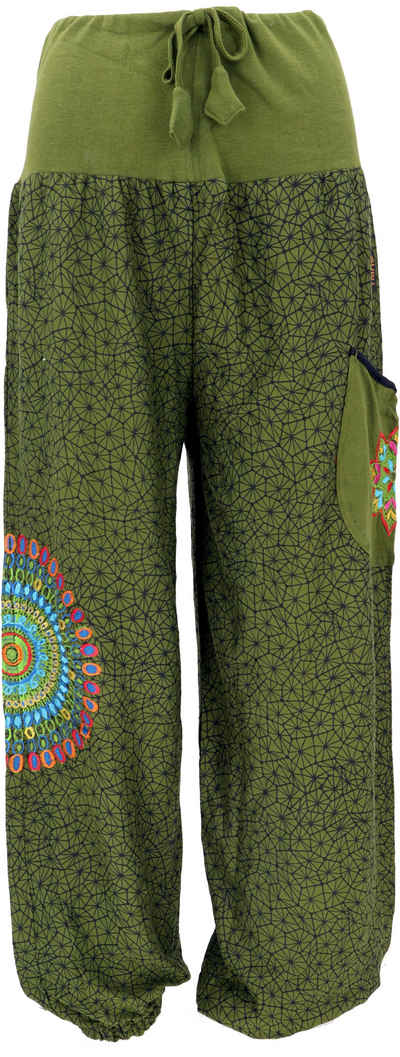 Guru-Shop Relaxhose Weite Pluderhose mit breitem Bund und.. Ethno Style, alternative Bekleidung