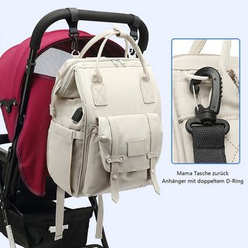 REDOM Wickelrucksack Wickeltasche Rucksack Baby Multifunktions-Babytaschen wasserabweisend (Windeln Babyflasche Milchfläsche Rucksack Tasche mit USB-Anschluss, Multifunktional, Babytasche, Wickelrucksack), mit Kinderwagen-Haken