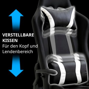 SVITA Gaming Chair GAMYX (1 St), ausziehbare Fußablage, verstellbare Armlehnen, Lenden- & Nackenkissen