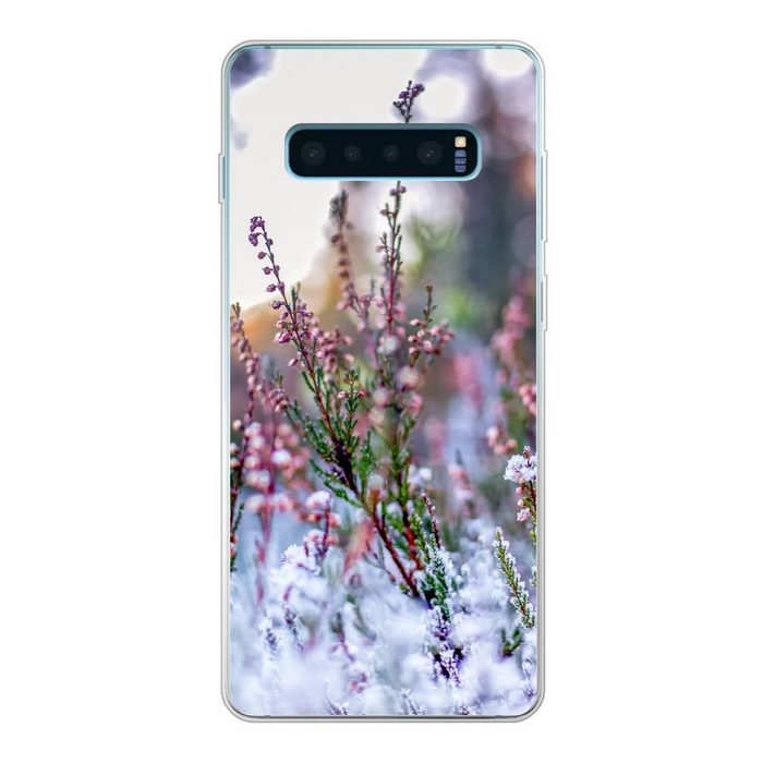 MuchoWow Handyhülle Blumen - Winter - Schnee Phone Case Handyhülle Samsung Galaxy S10+ Silikon Schutzhülle