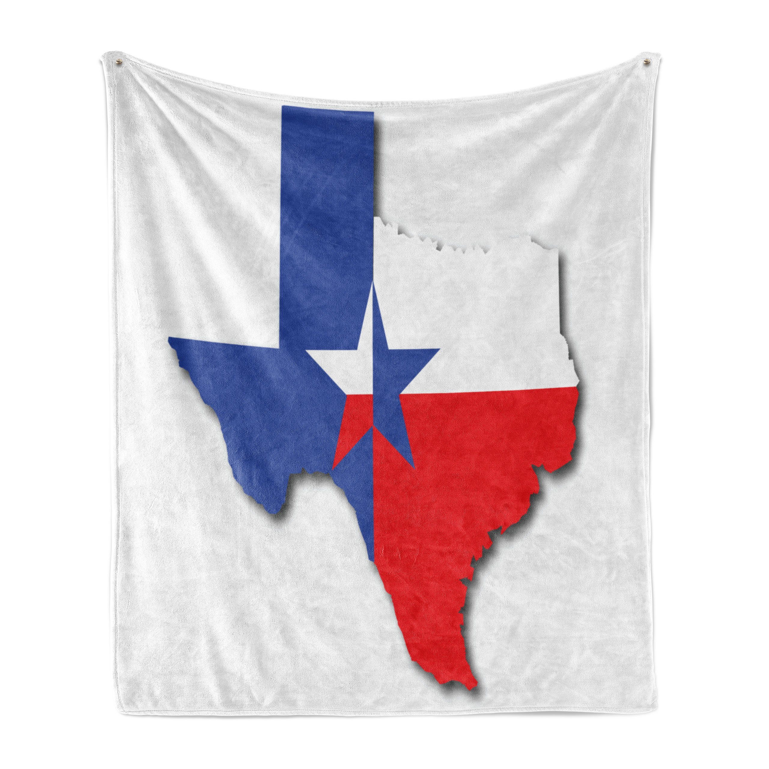 Wohndecke Gemütlicher Plüsch für den Innen- und Außenbereich, Abakuhaus, Texas Star Kartenumreiß Flagge