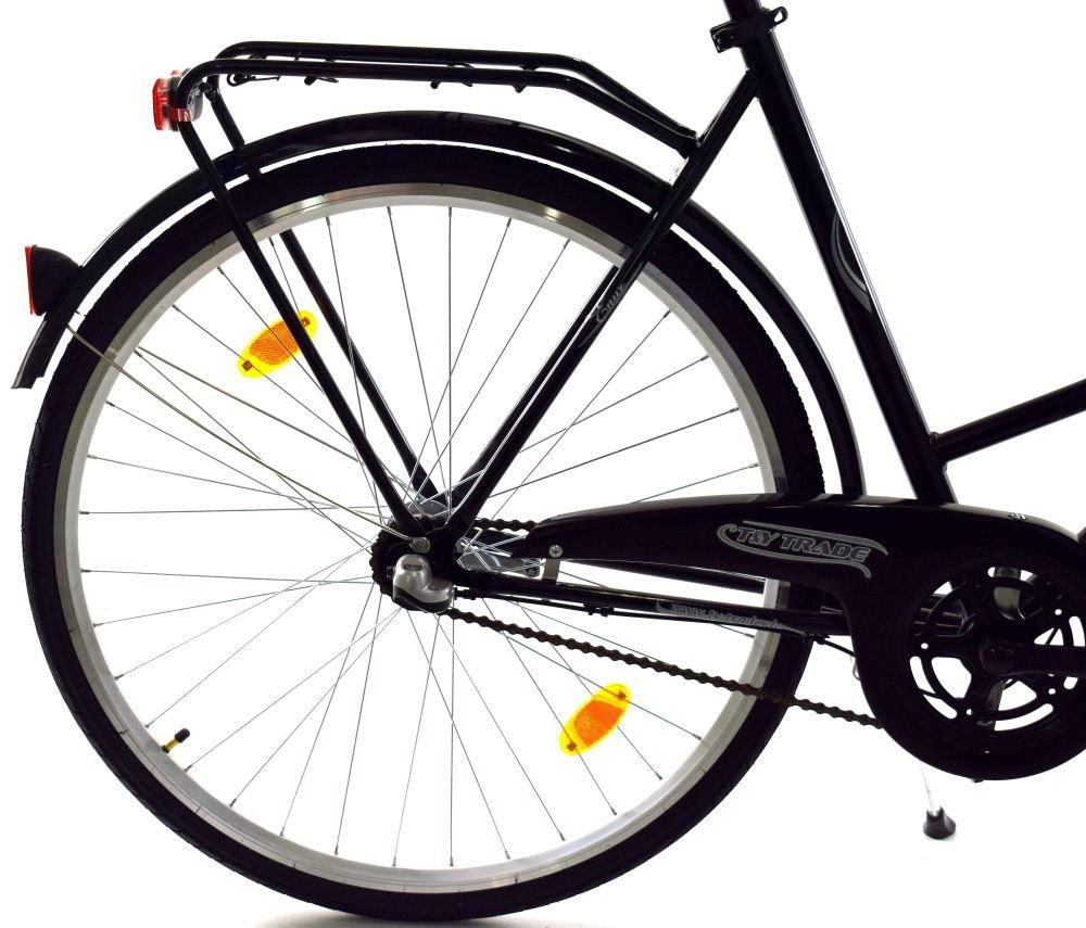 T&Y Trade City Bike 28 inch Women's City Dutch Bicycle 3-Speed ​​Nexus Enur Black, 3-Speed ​​Shimano Hub Gears, Coaster Brake, Luggage Rack, Lights, 3 Nexus Gears, Kickstand, Basket